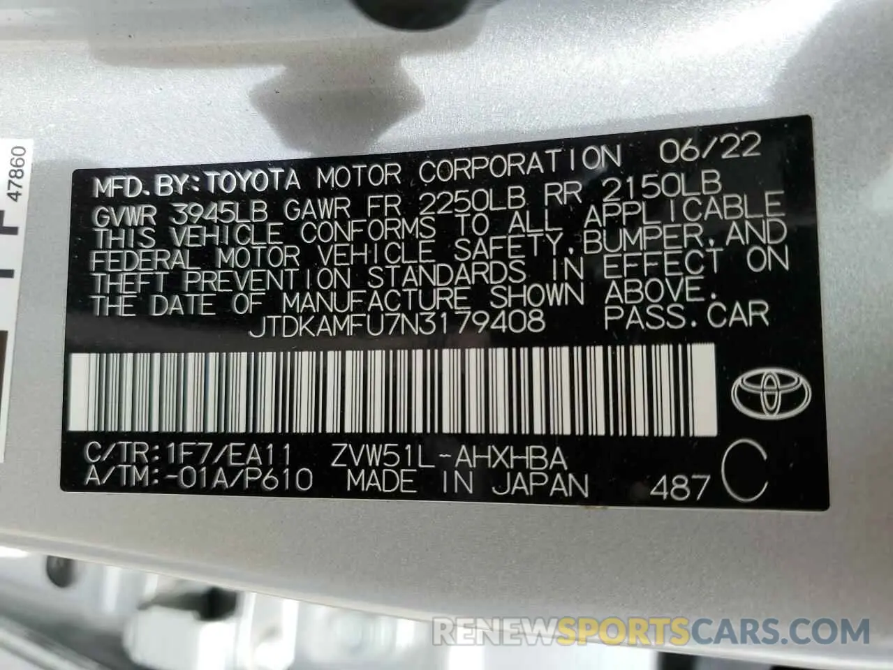 12 fotografías del automóvil dañado JTDKAMFU7N3179408 TOYOTA PRIUS NIGH 2022