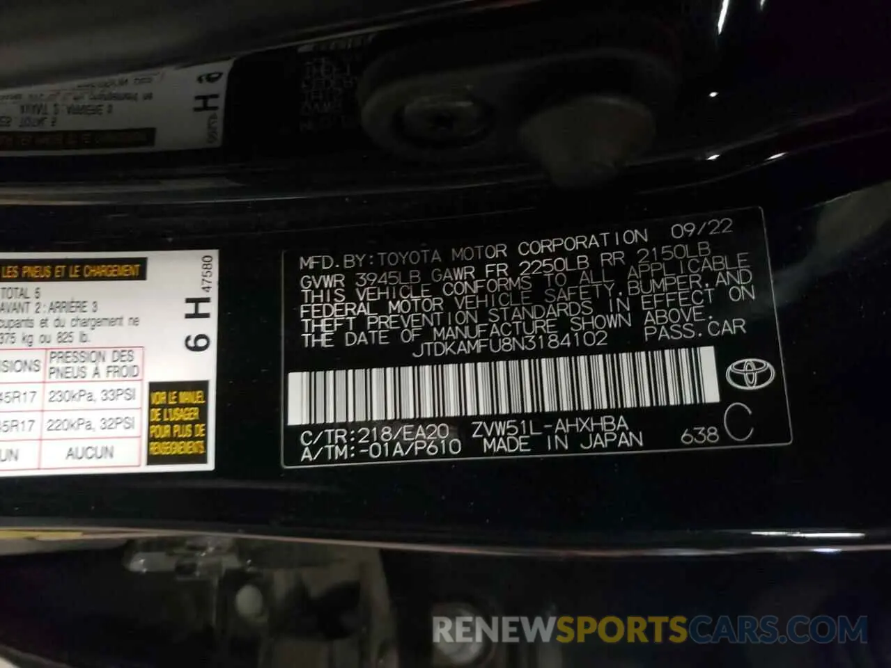 13 fotografías del automóvil dañado JTDKAMFU8N3184102 TOYOTA PRIUS NIGH 2022