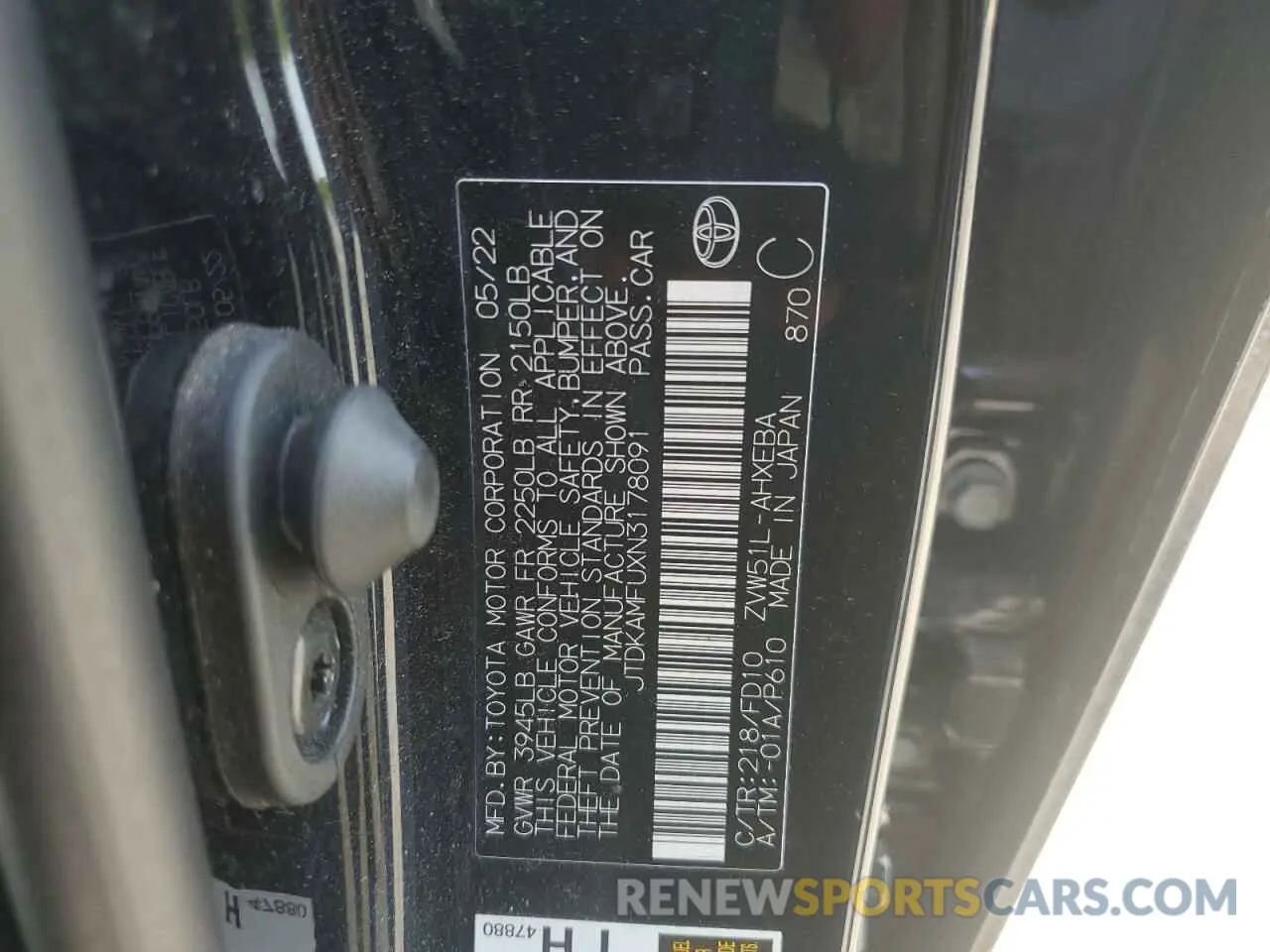 12 fotografías del automóvil dañado JTDKAMFUXN3178091 TOYOTA PRIUS NIGH 2022