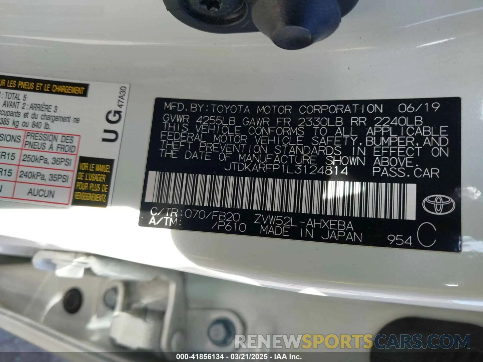 9 fotografías del automóvil dañado JTDKARFP1L3124814 TOYOTA PRIUS PRIME 2020