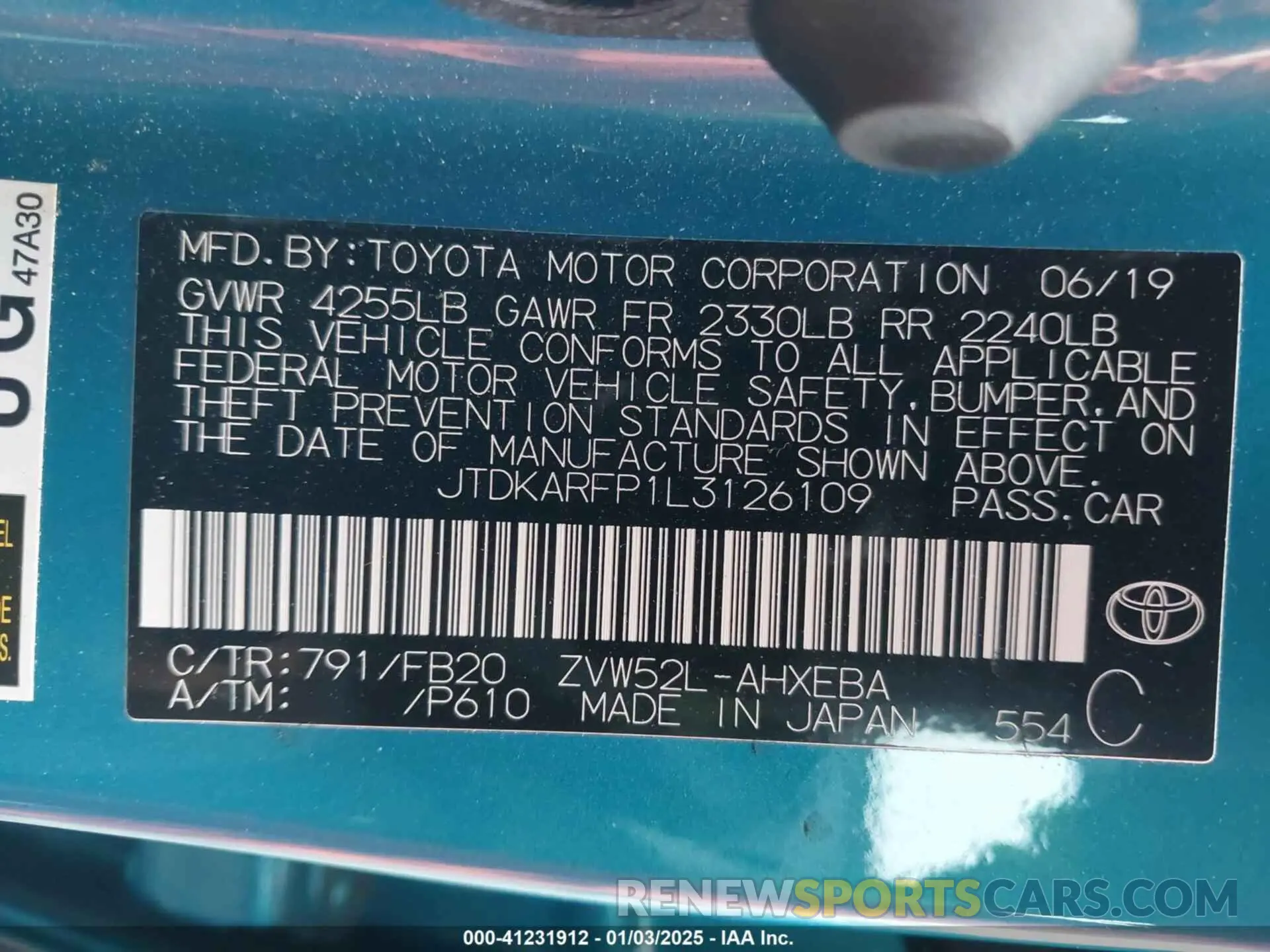 9 fotografías del automóvil dañado JTDKARFP1L3126109 TOYOTA PRIUS PRIME 2020