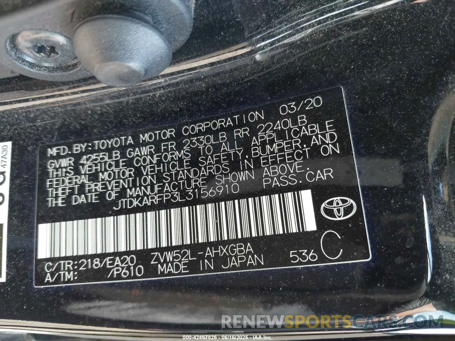 9 fotografías del automóvil dañado JTDKARFP3L3156910 TOYOTA PRIUS PRIME 2020