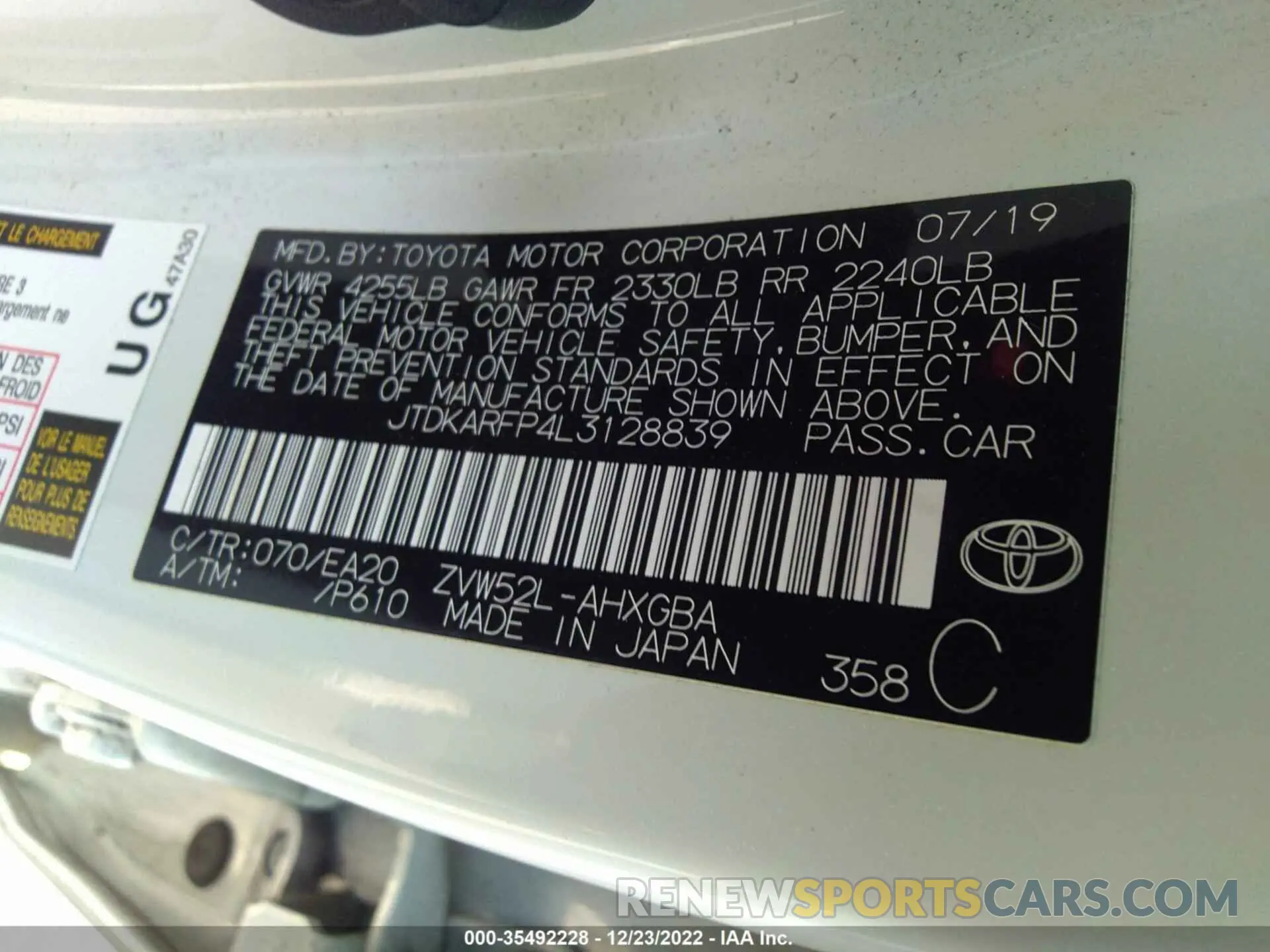 9 fotografías del automóvil dañado JTDKARFP4L3128839 TOYOTA PRIUS PRIME 2020