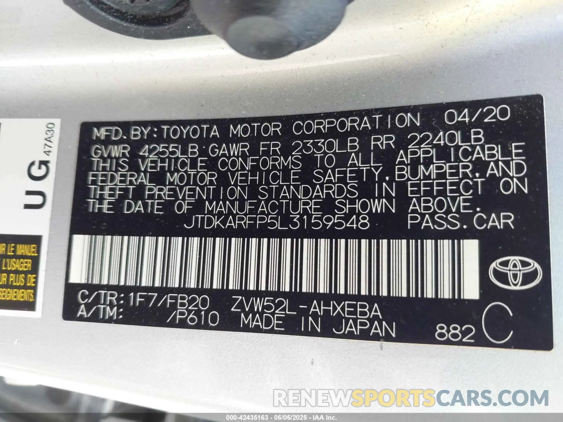 9 fotografías del automóvil dañado JTDKARFP5L3159548 TOYOTA PRIUS PRIME 2020