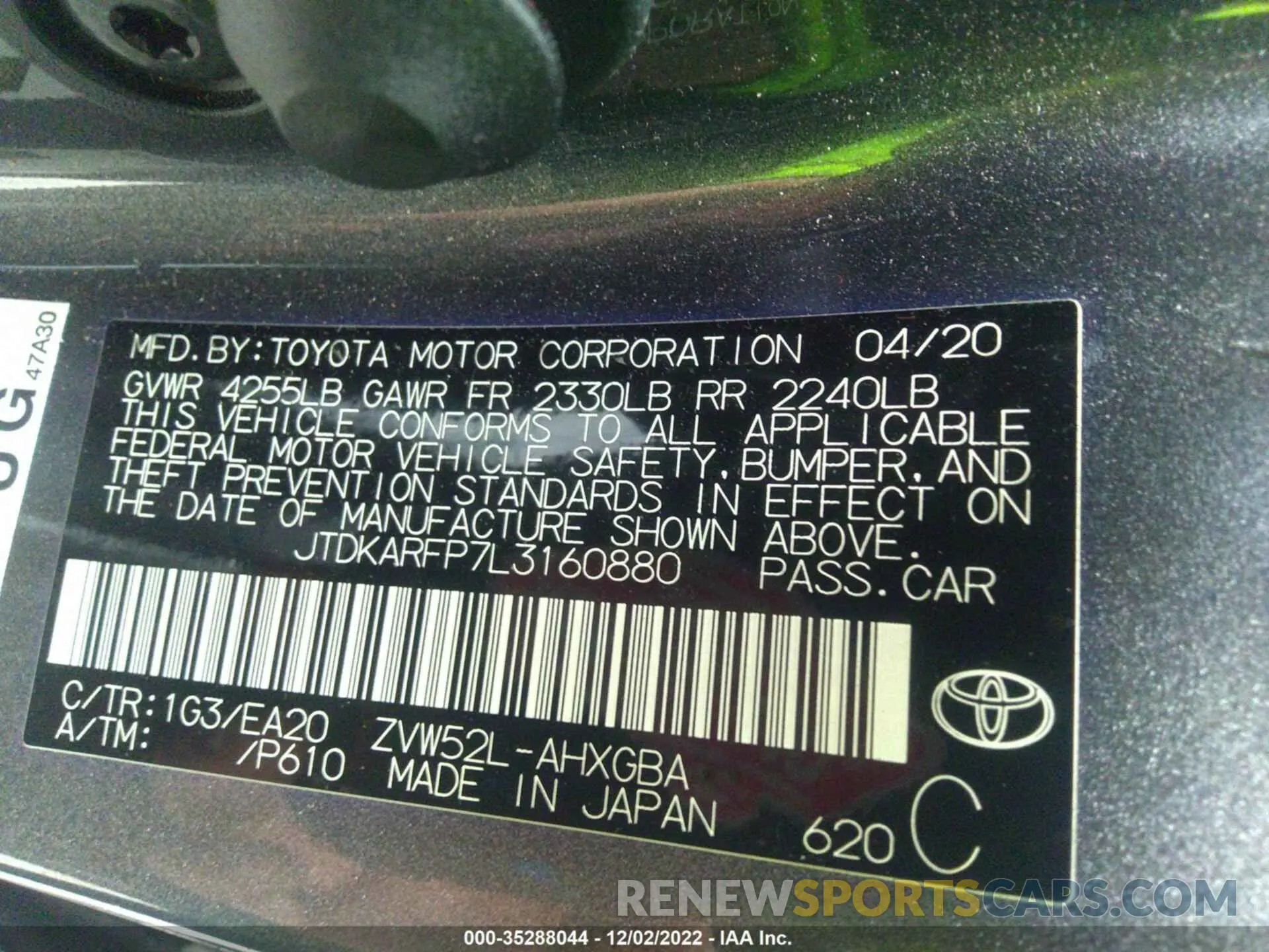 9 fotografías del automóvil dañado JTDKARFP7L3160880 TOYOTA PRIUS PRIME 2020