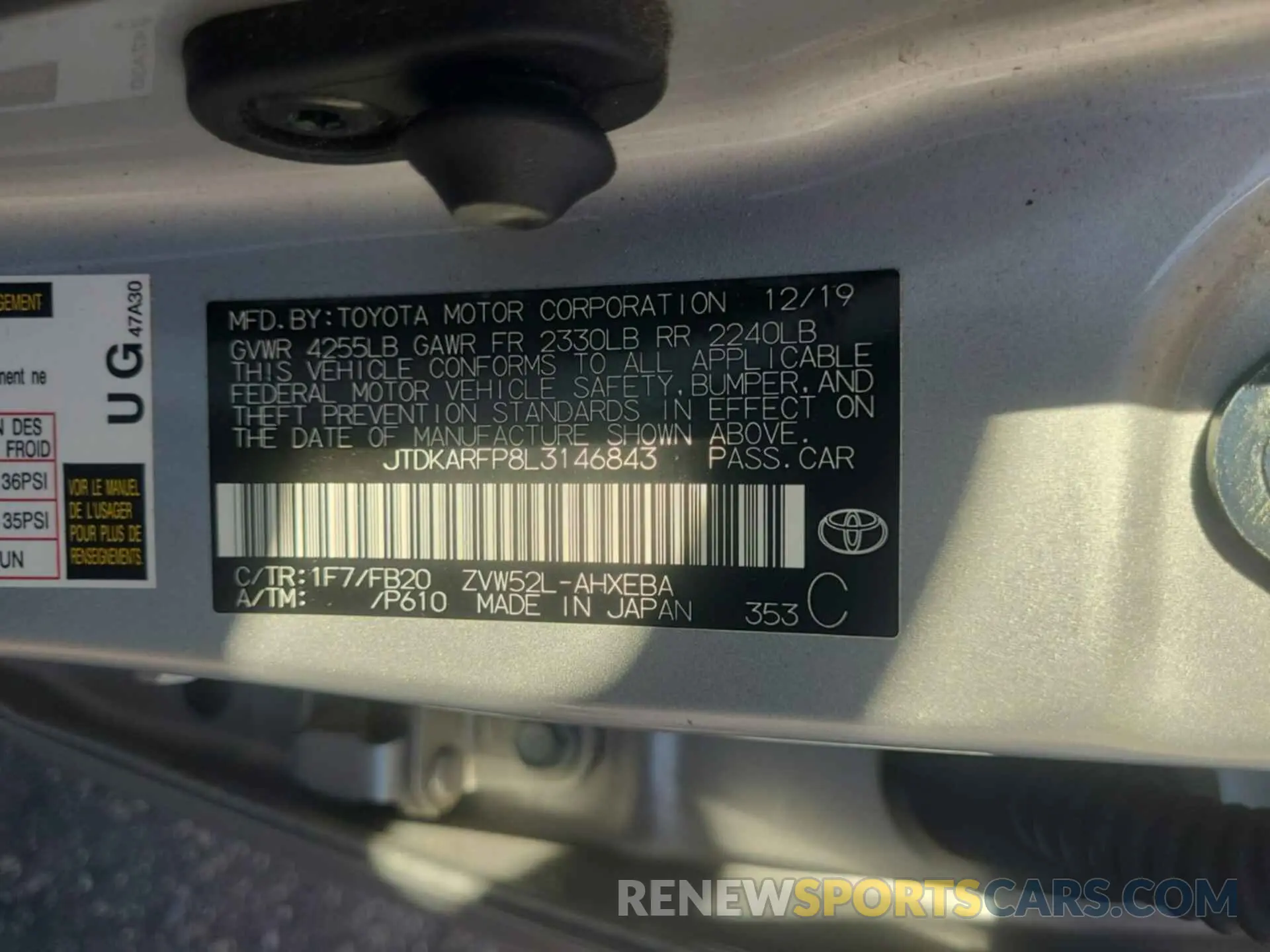 12 fotografías del automóvil dañado JTDKARFP8L3146843 TOYOTA PRIUS PRIME 2020