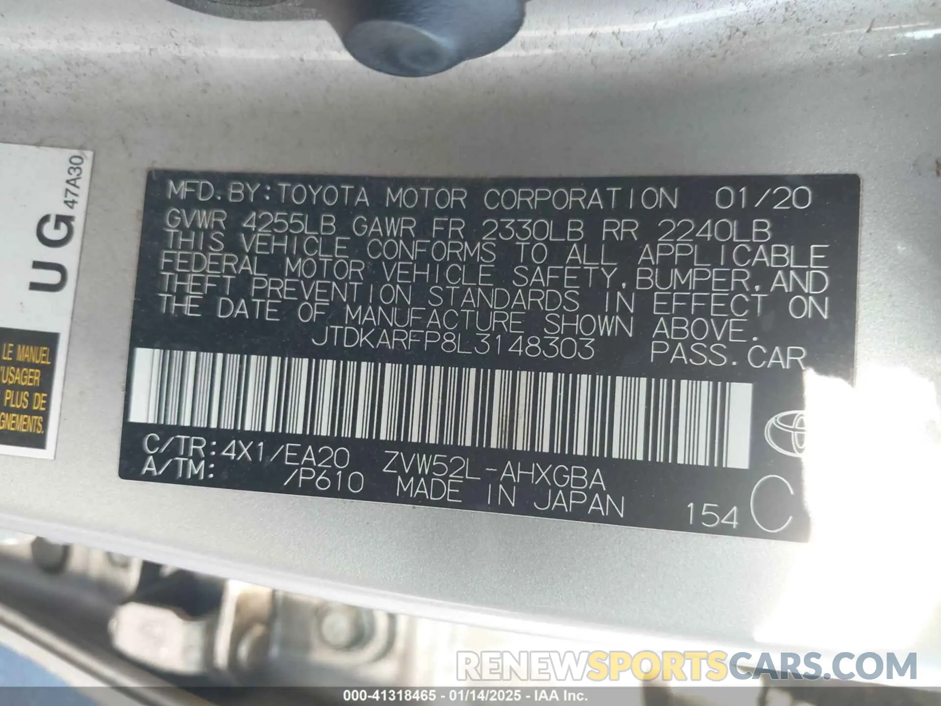 9 fotografías del automóvil dañado JTDKARFP8L3148303 TOYOTA PRIUS PRIME 2020