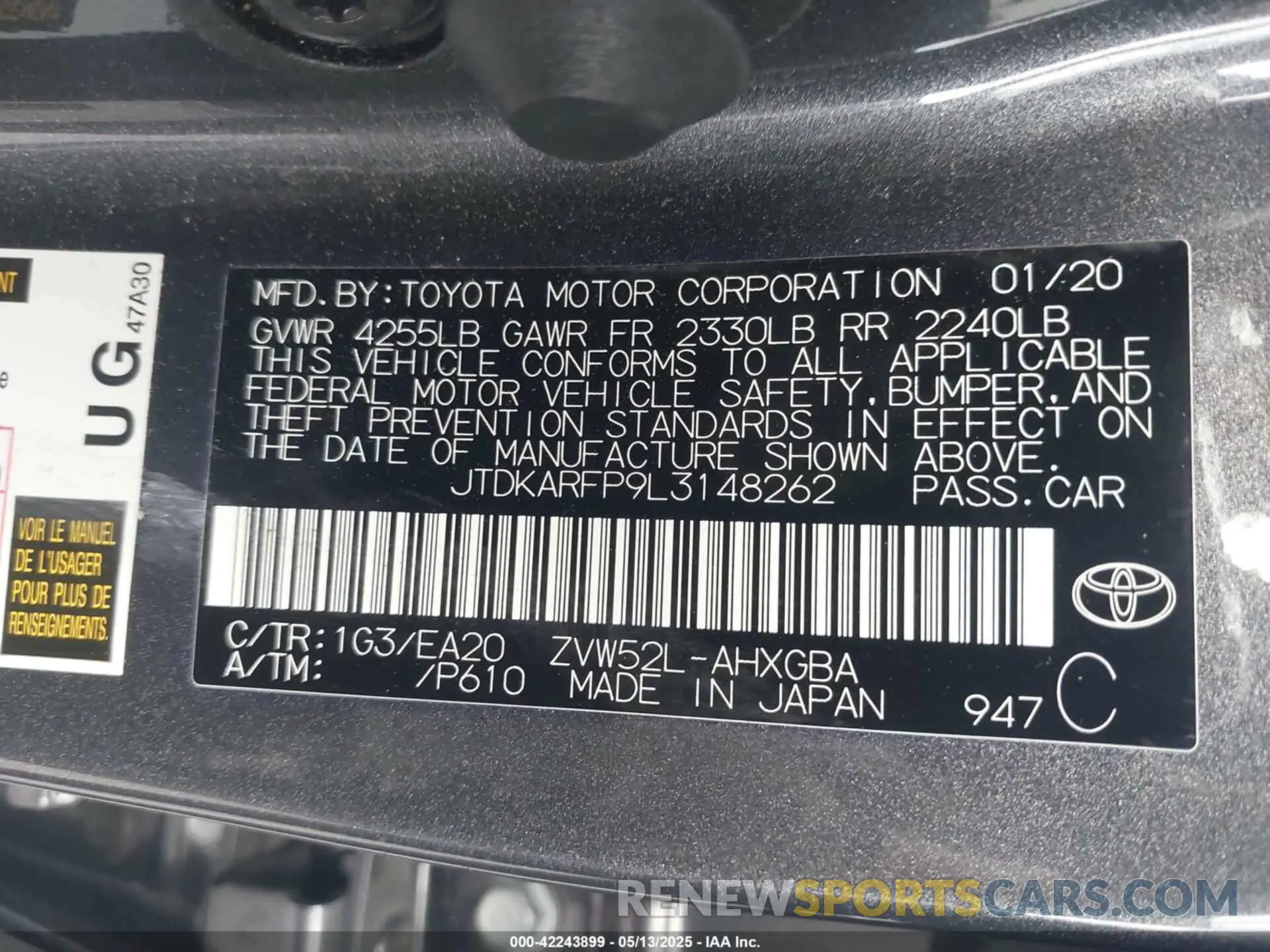 9 fotografías del automóvil dañado JTDKARFP9L3148262 TOYOTA PRIUS PRIME 2020