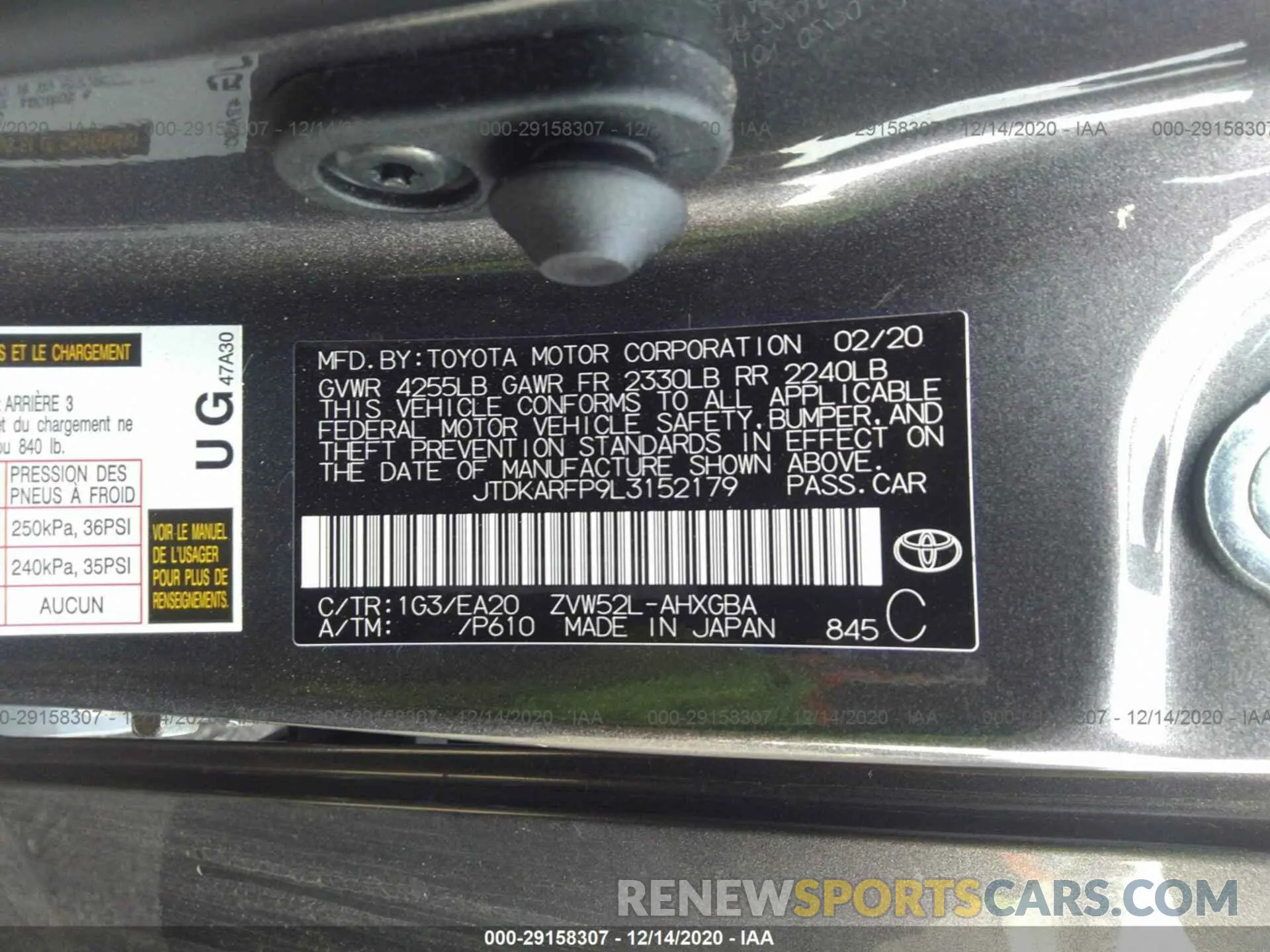 9 fotografías del automóvil dañado JTDKARFP9L3152179 TOYOTA PRIUS PRIME 2020