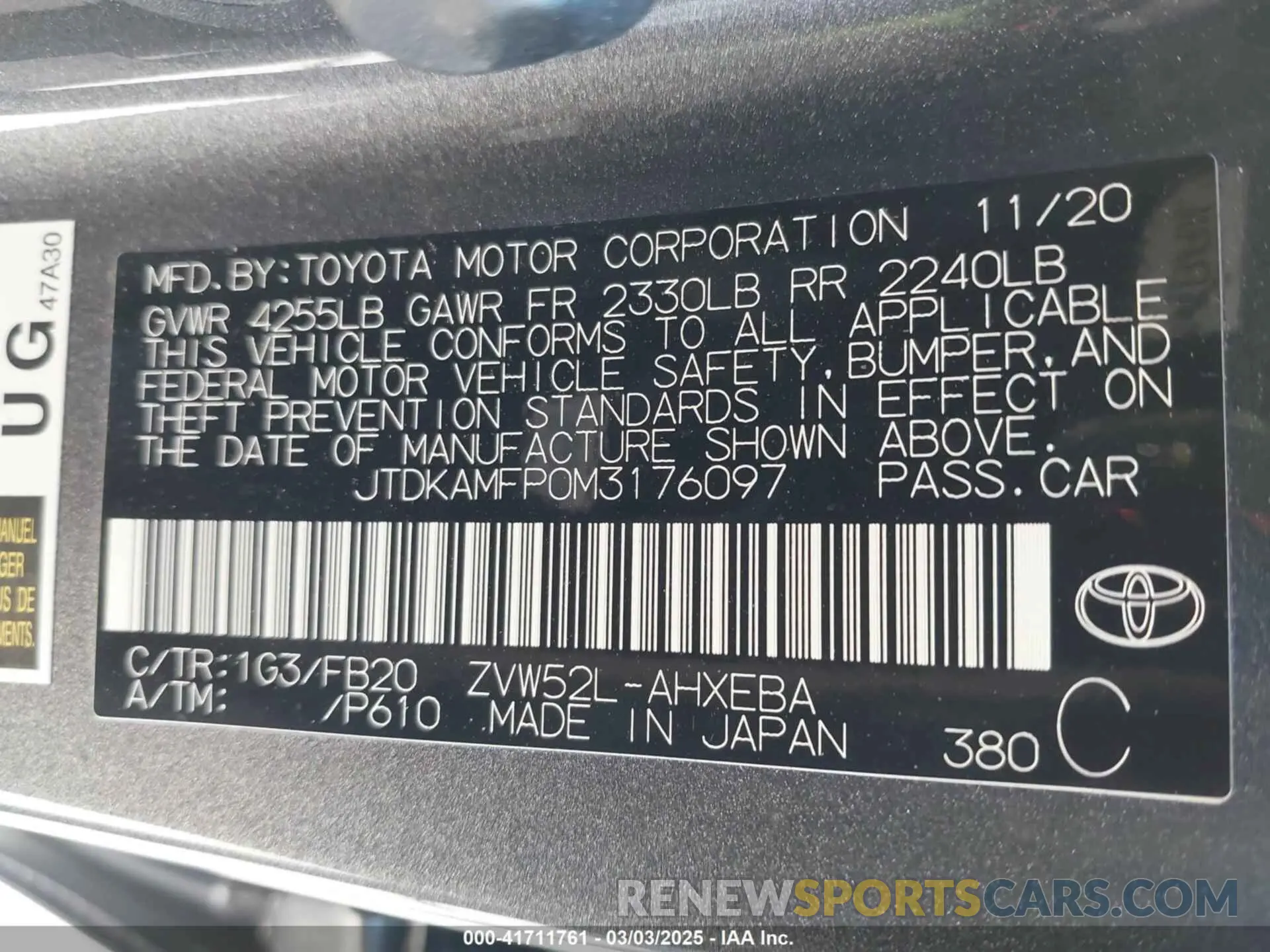 9 fotografías del automóvil dañado JTDKAMFP0M3176097 TOYOTA PRIUS PRIME 2021