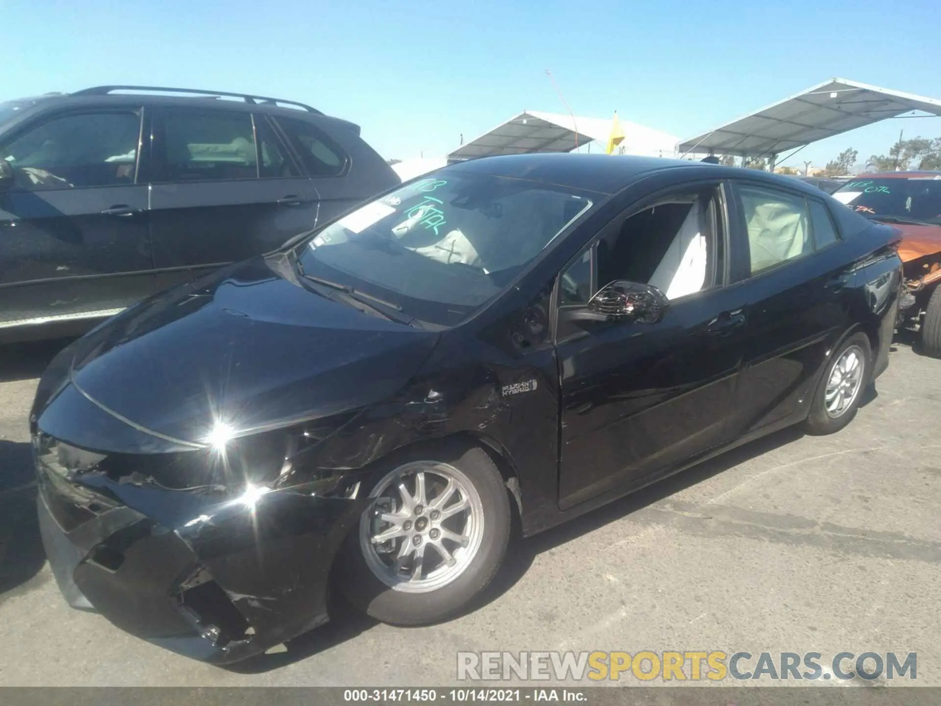 2 fotografías del automóvil dañado JTDKAMFP1M3191241 TOYOTA PRIUS PRIME 2021