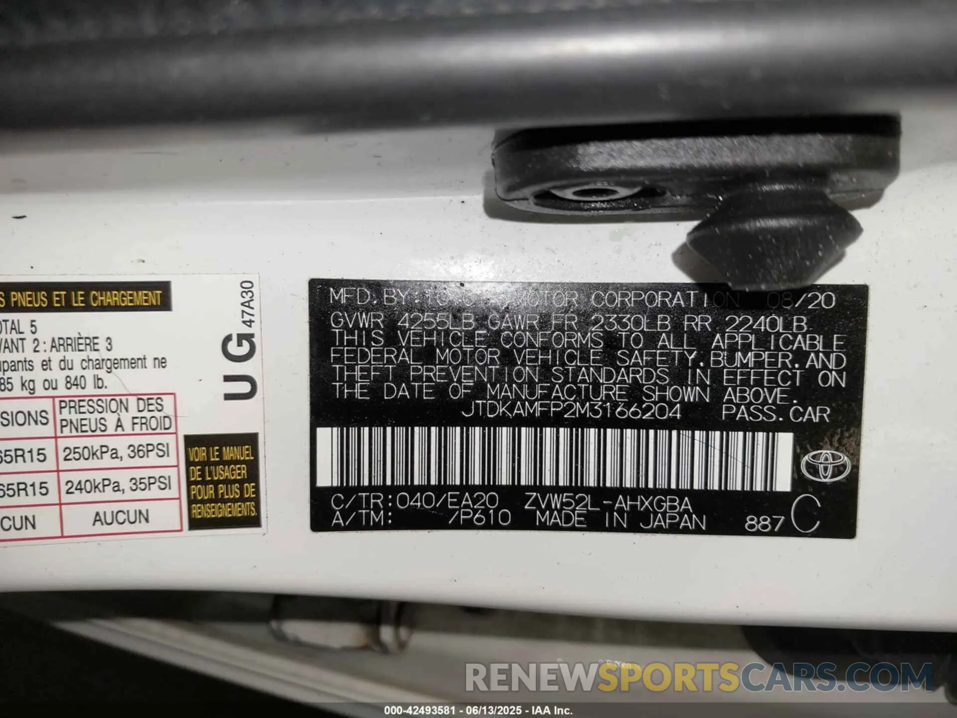 9 fotografías del automóvil dañado JTDKAMFP2M3166204 TOYOTA PRIUS PRIME 2021