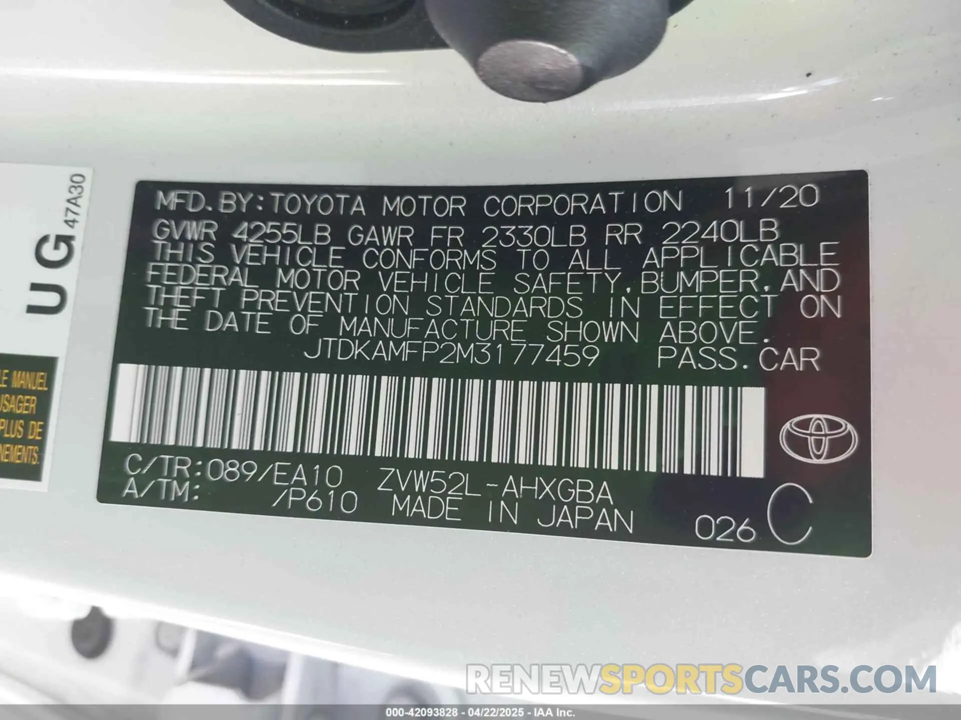 9 fotografías del automóvil dañado JTDKAMFP2M3177459 TOYOTA PRIUS PRIME 2021