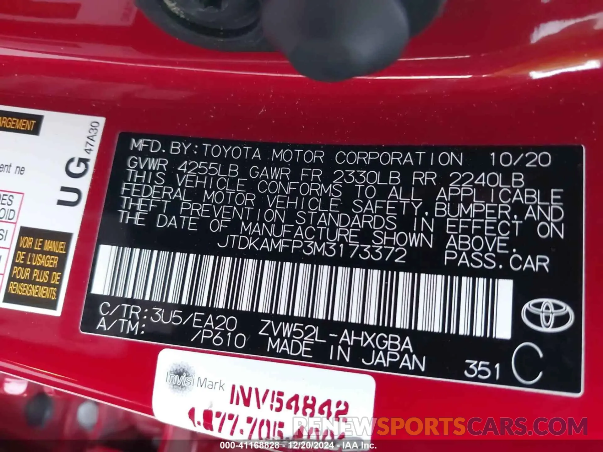 9 fotografías del automóvil dañado JTDKAMFP3M3173372 TOYOTA PRIUS PRIME 2021