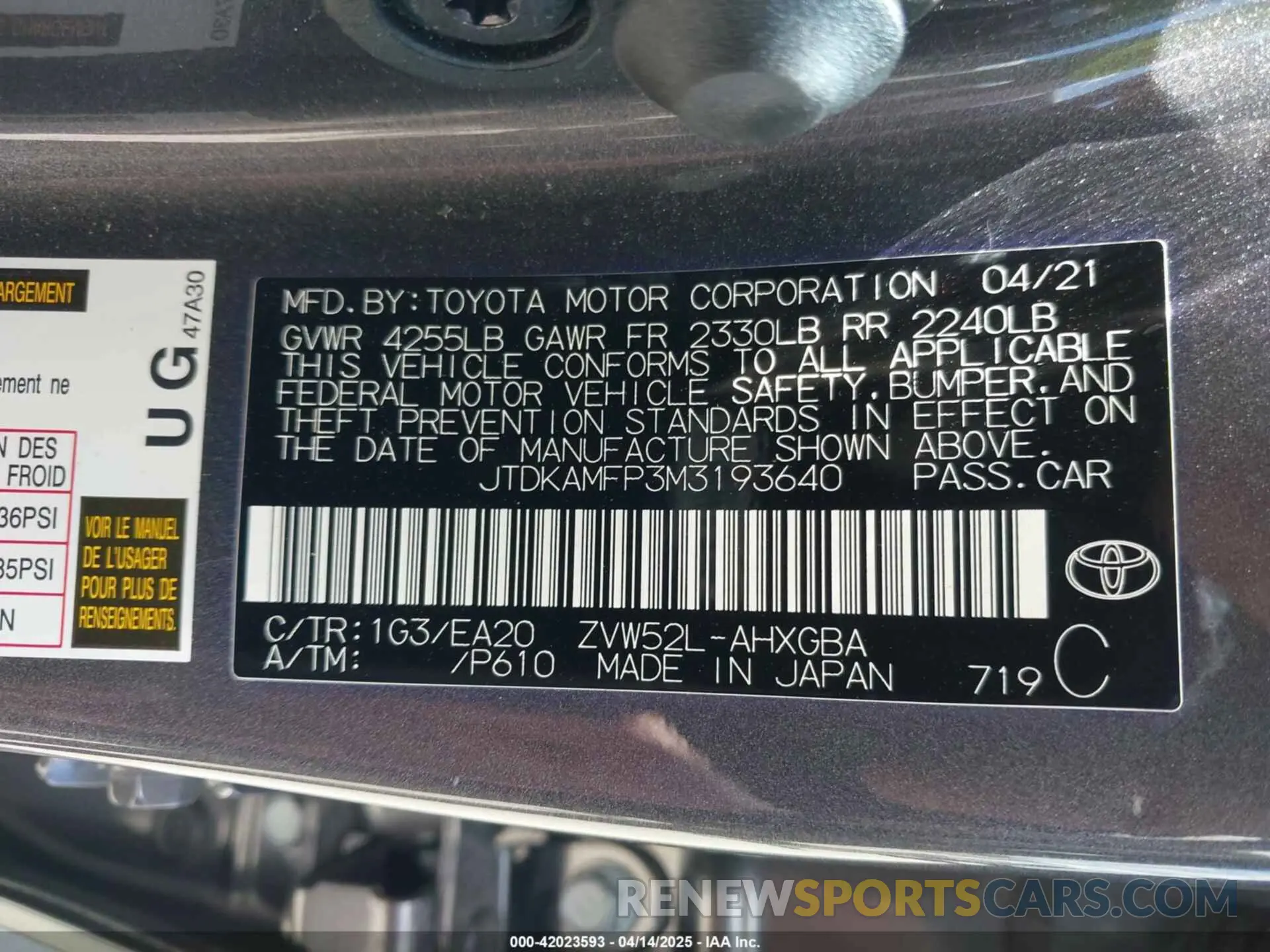 9 fotografías del automóvil dañado JTDKAMFP3M3193640 TOYOTA PRIUS PRIME 2021