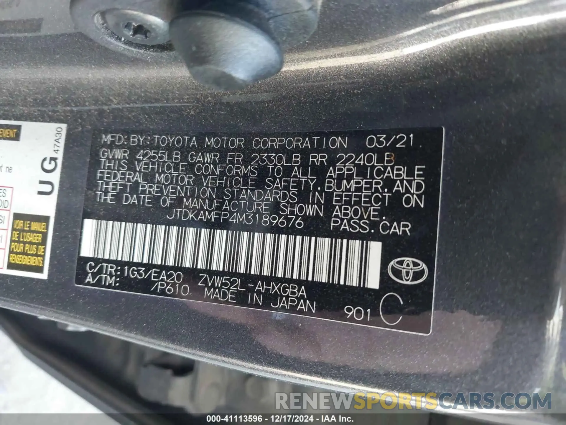 9 fotografías del automóvil dañado JTDKAMFP4M3189676 TOYOTA PRIUS PRIME 2021