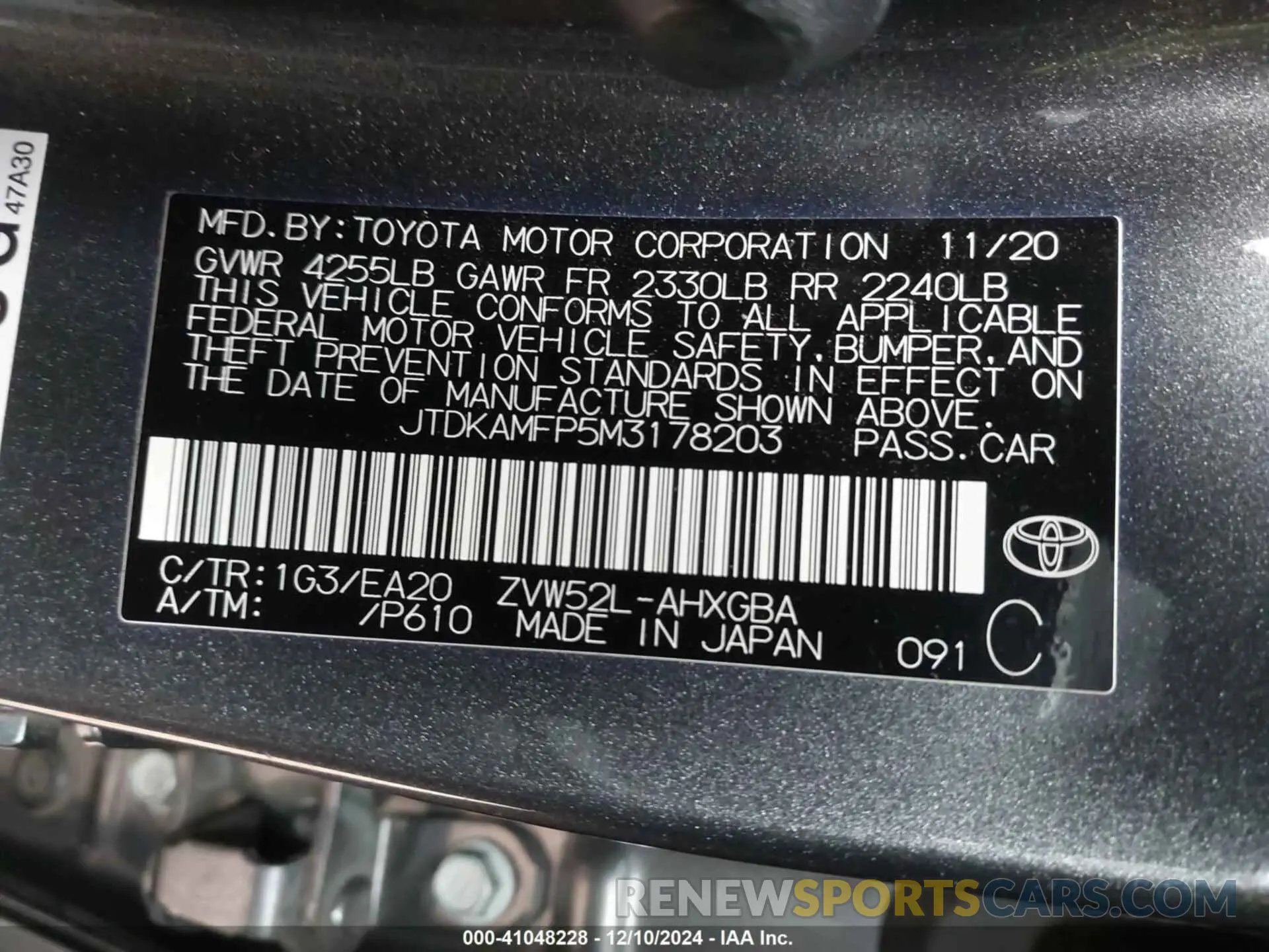 9 fotografías del automóvil dañado JTDKAMFP5M3178203 TOYOTA PRIUS PRIME 2021