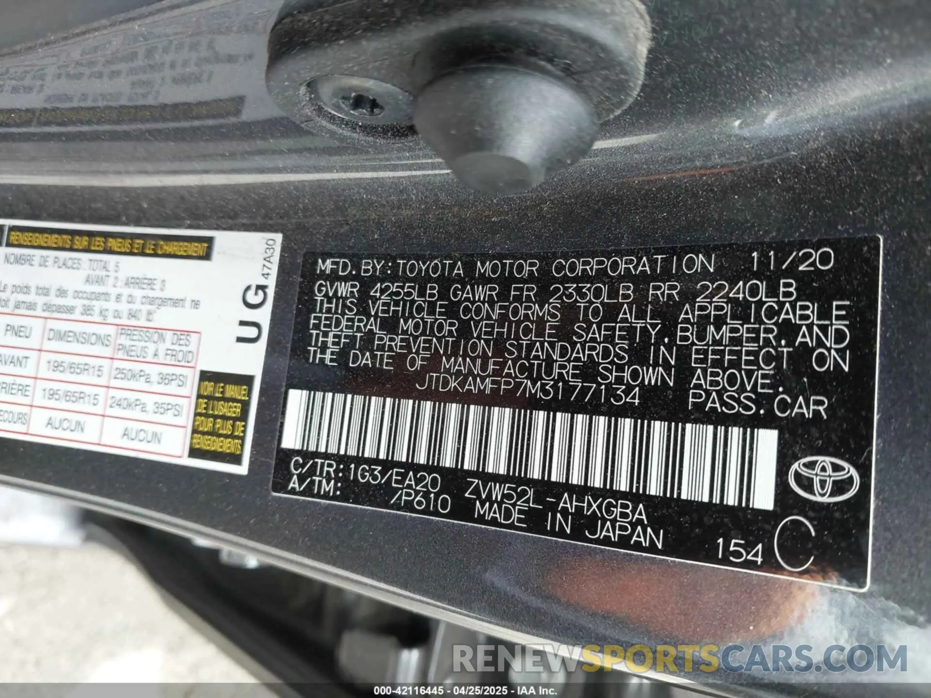 9 fotografías del automóvil dañado JTDKAMFP7M3177134 TOYOTA PRIUS PRIME 2021