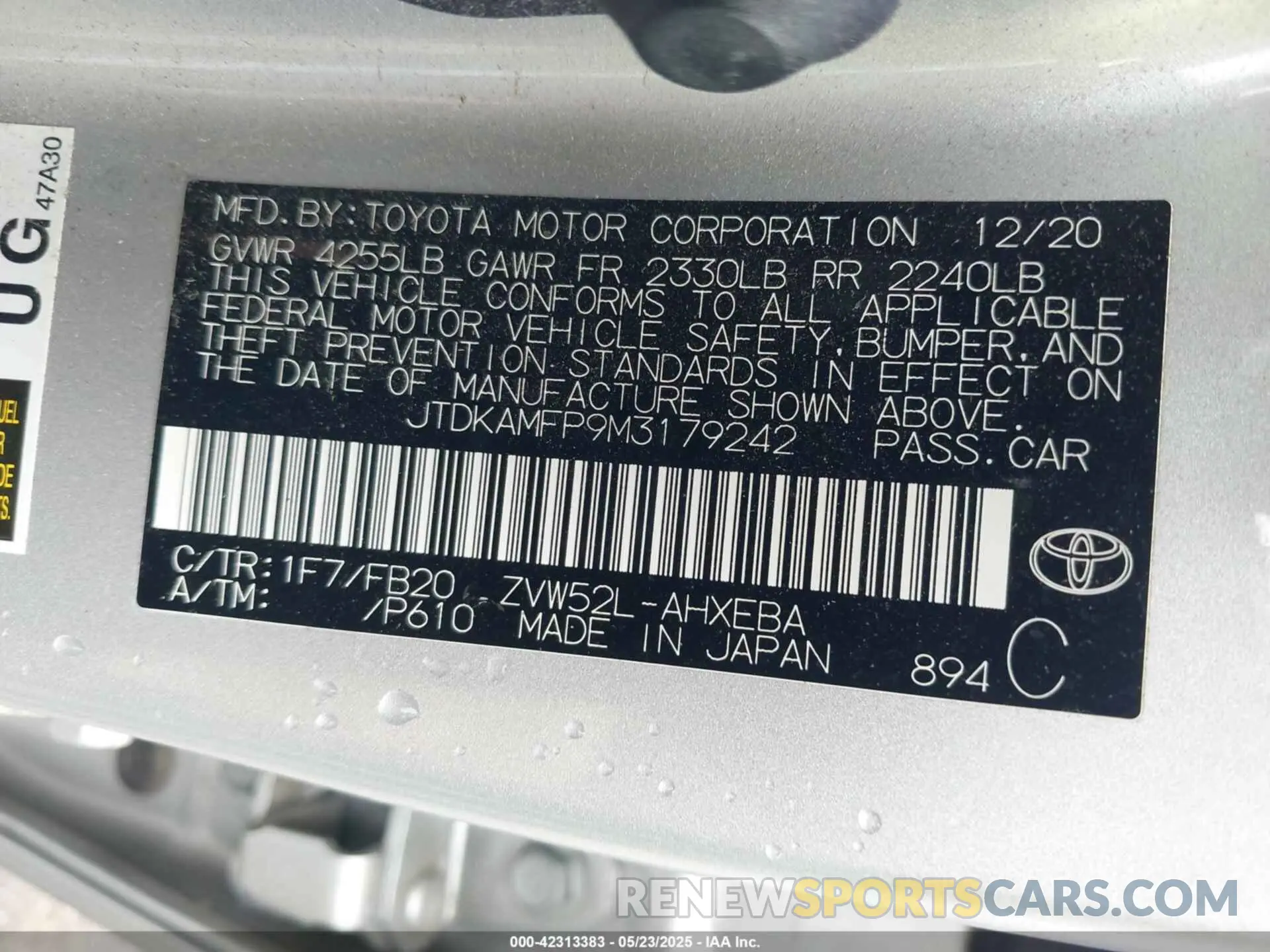9 fotografías del automóvil dañado JTDKAMFP9M3179242 TOYOTA PRIUS PRIME 2021