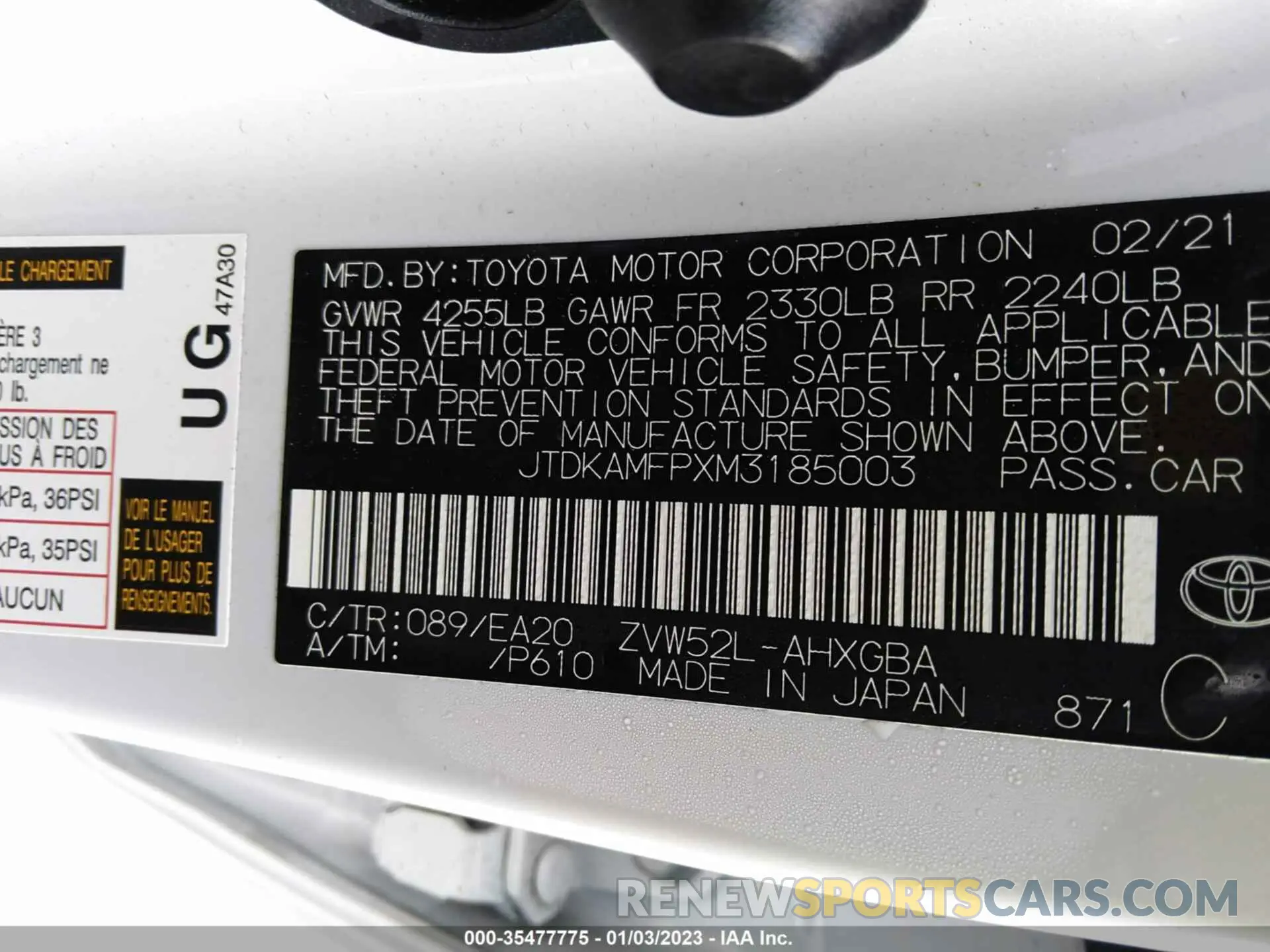 9 fotografías del automóvil dañado JTDKAMFPXM3185003 TOYOTA PRIUS PRIME 2021
