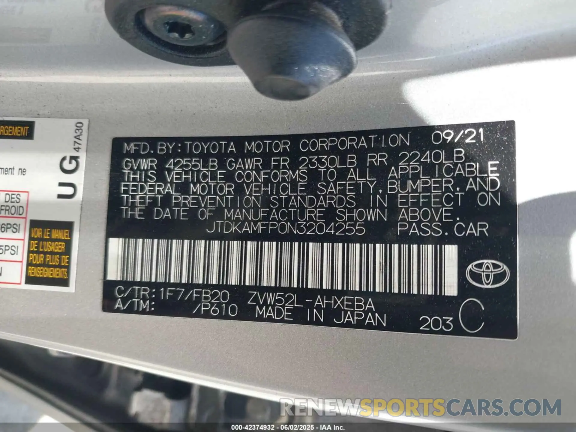 9 fotografías del automóvil dañado JTDKAMFP0N3204255 TOYOTA PRIUS PRIME 2022