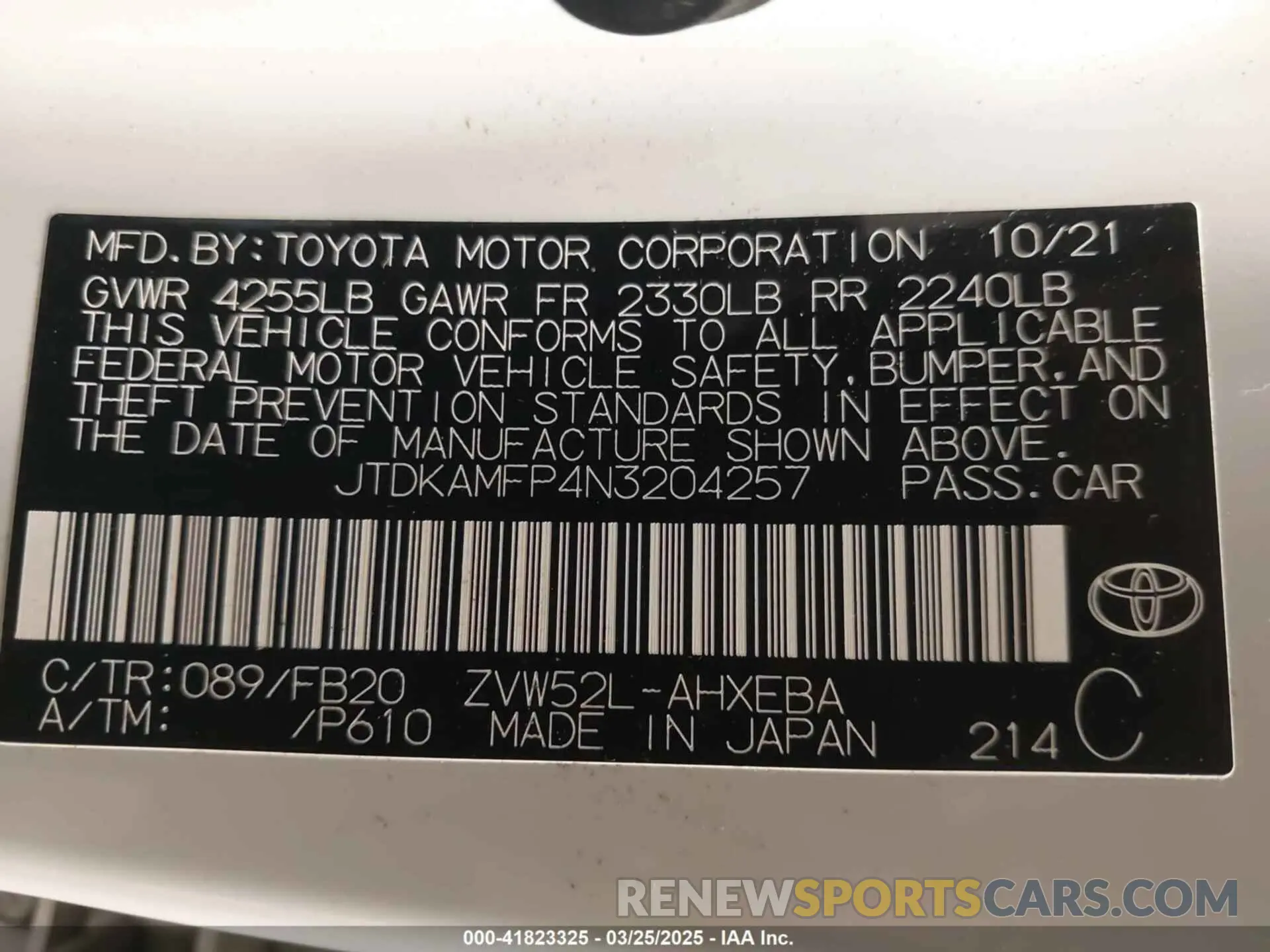 9 fotografías del automóvil dañado JTDKAMFP4N3204257 TOYOTA PRIUS PRIME 2022