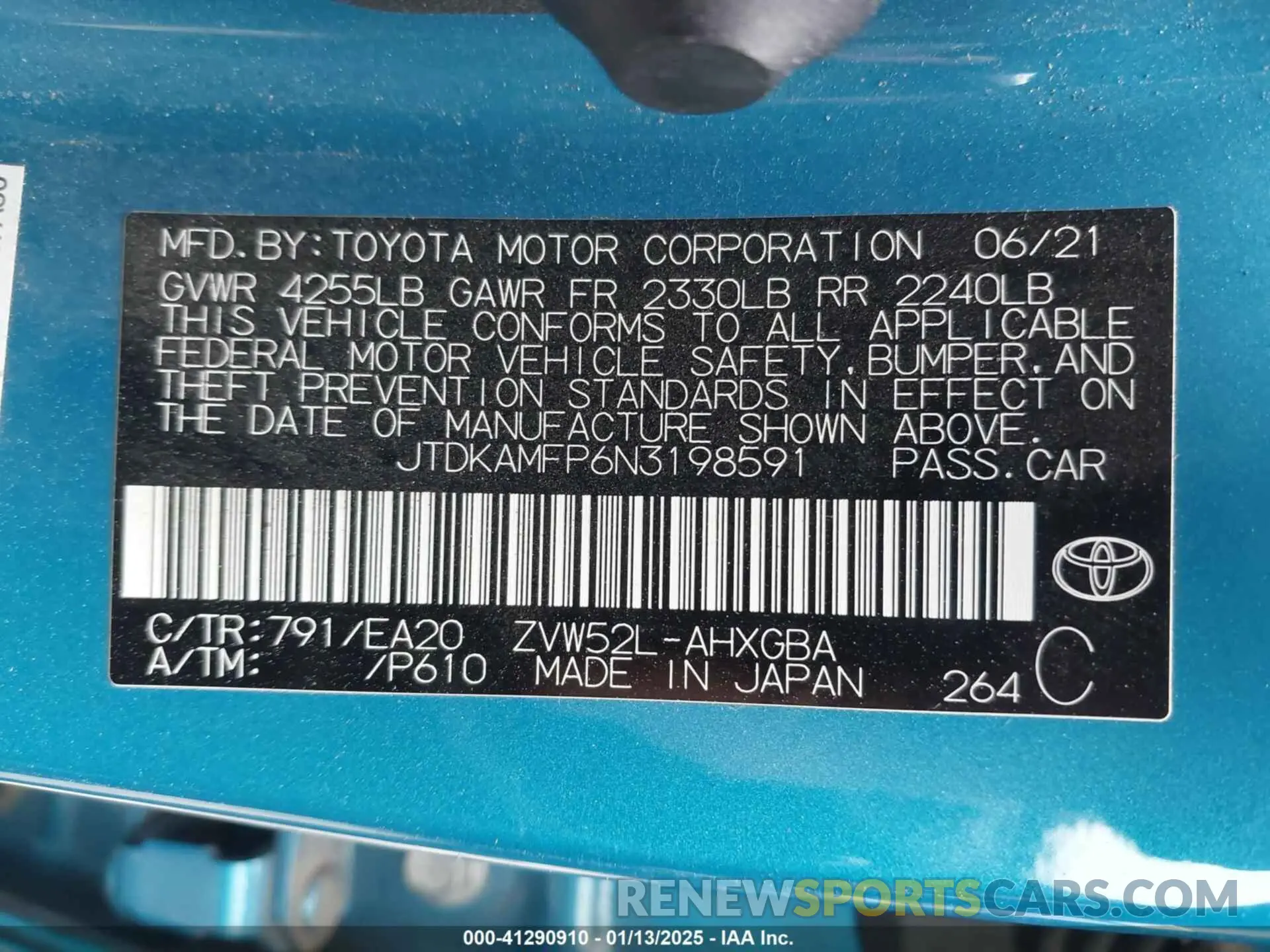 9 fotografías del automóvil dañado JTDKAMFP6N3198591 TOYOTA PRIUS PRIME 2022