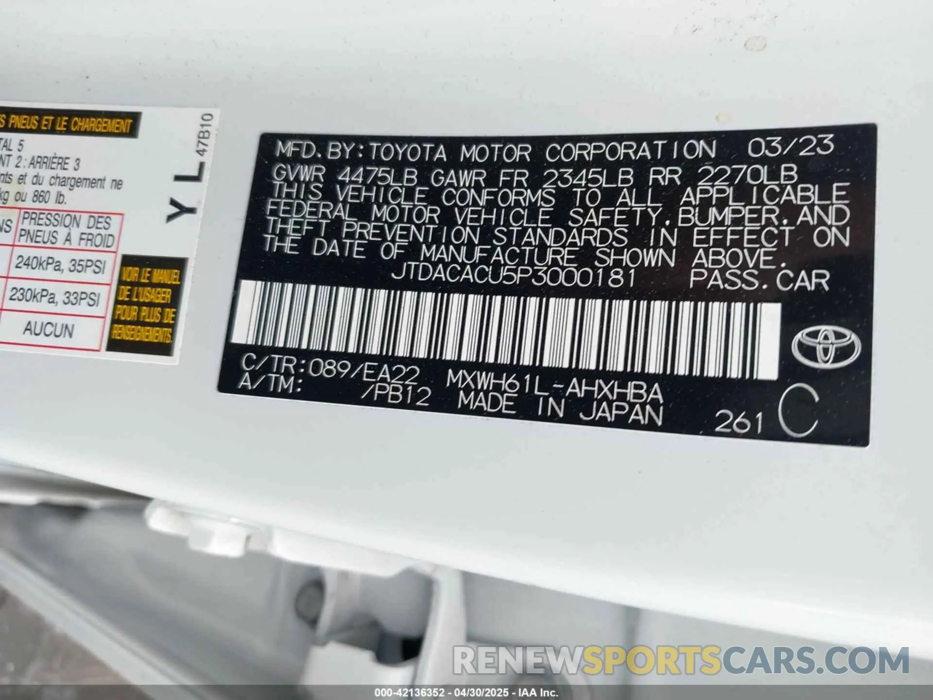 9 fotografías del automóvil dañado JTDACACU5P3000181 TOYOTA PRIUS PRIME 2023