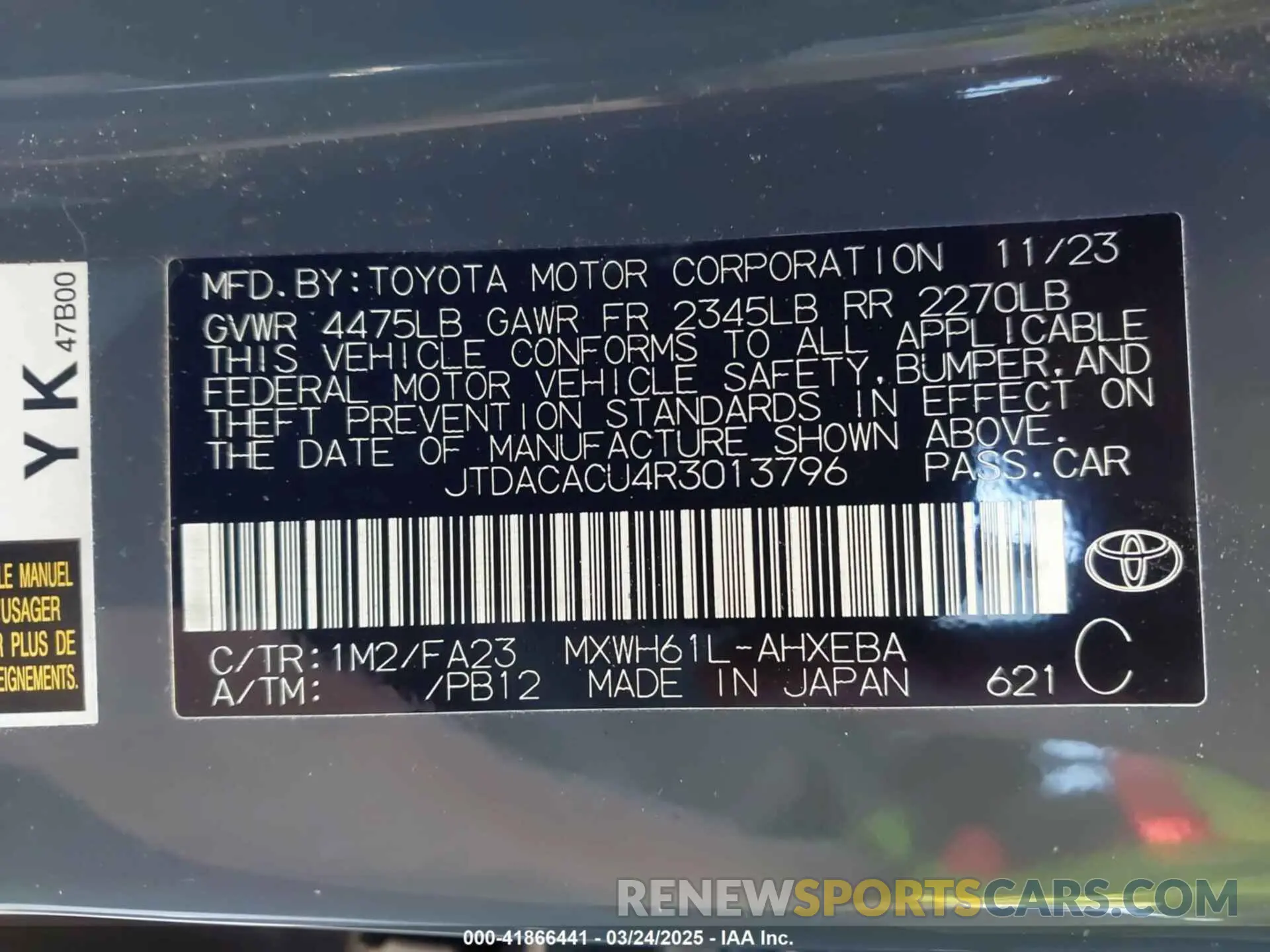 9 fotografías del automóvil dañado JTDACACU4R3013796 TOYOTA PRIUS PRIME 2024
