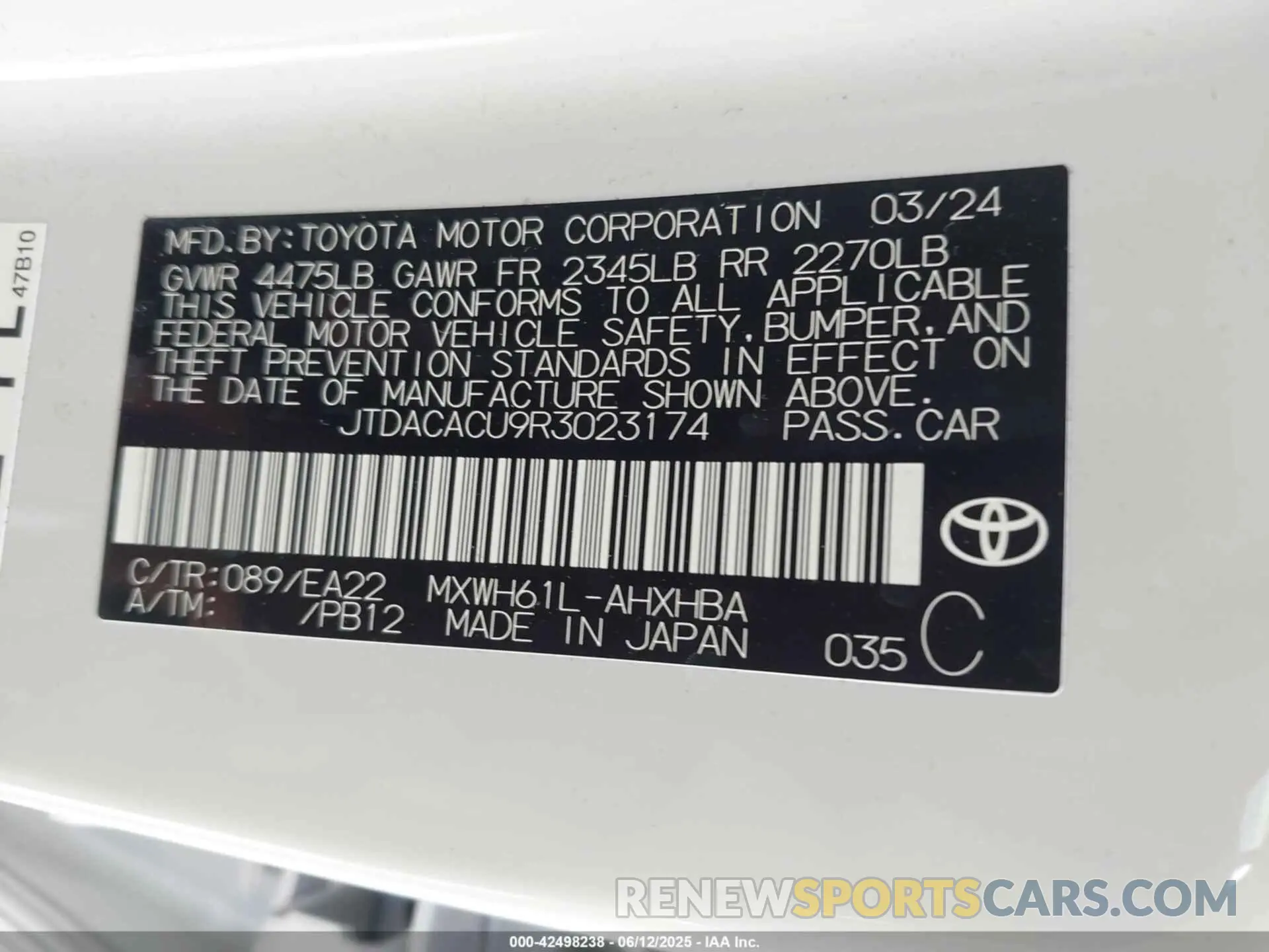 9 fotografías del automóvil dañado JTDACACU9R3023174 TOYOTA PRIUS PRIME 2024