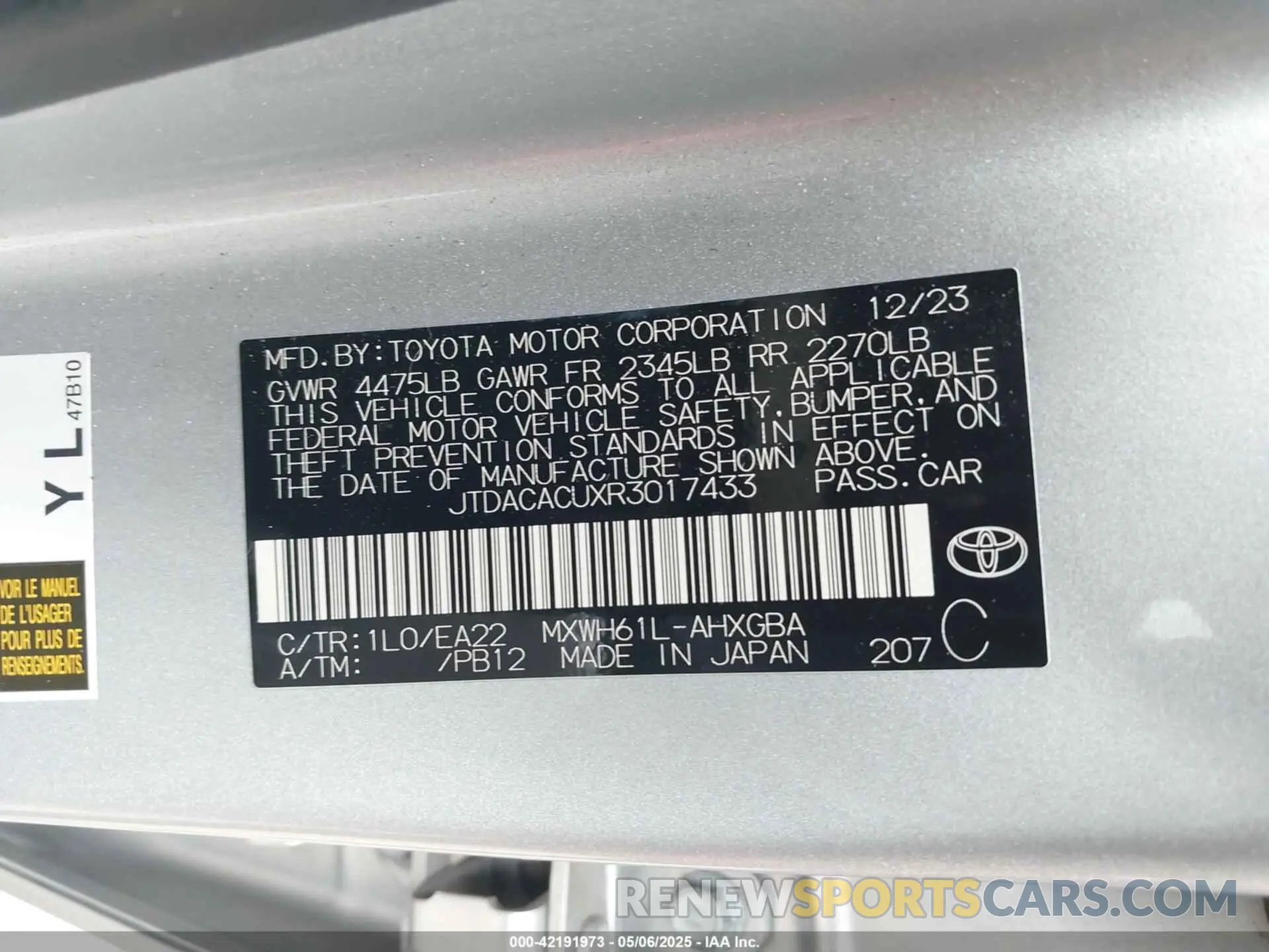 9 fotografías del automóvil dañado JTDACACUXR3017433 TOYOTA PRIUS PRIME 2024