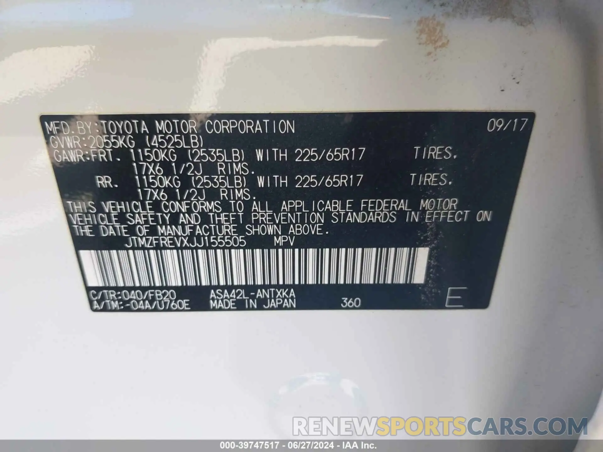 9 fotografías del automóvil dañado JTMZFREVXJJ155505 TOYOTA RAV4 2018