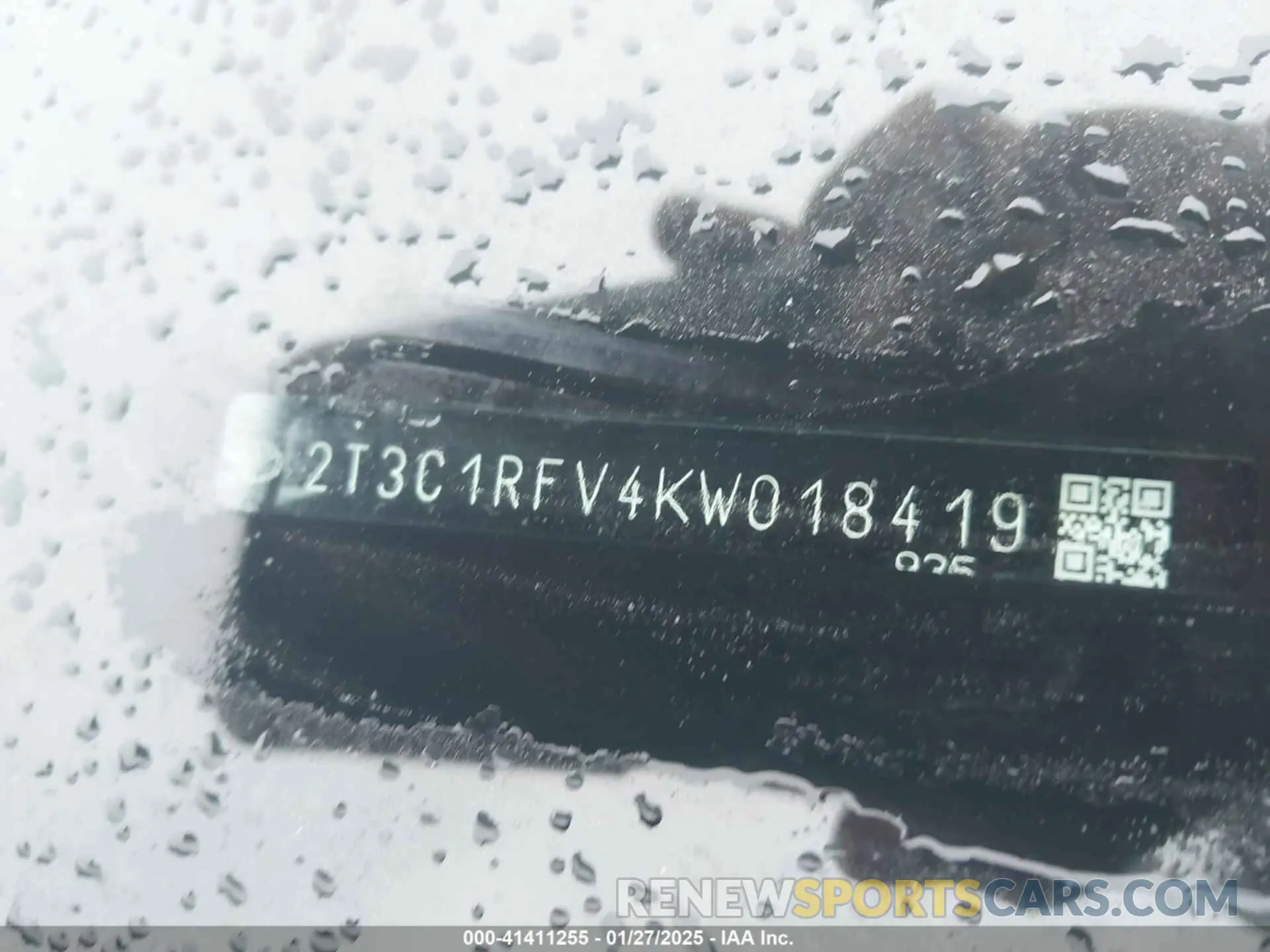 9 fotografías del automóvil dañado 2T3C1RFV4KW018419 TOYOTA RAV4 2019
