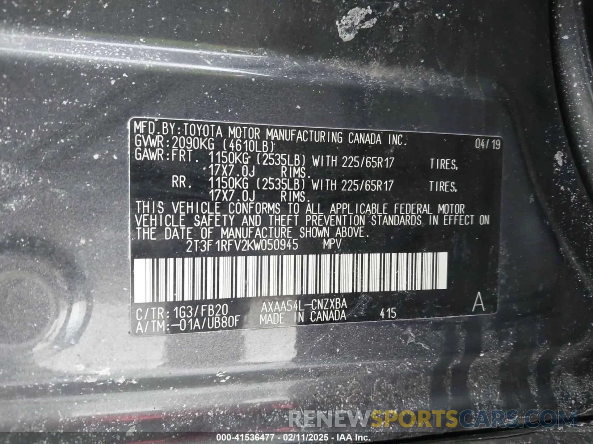 9 fotografías del automóvil dañado 2T3F1RFV2KW050945 TOYOTA RAV4 2019