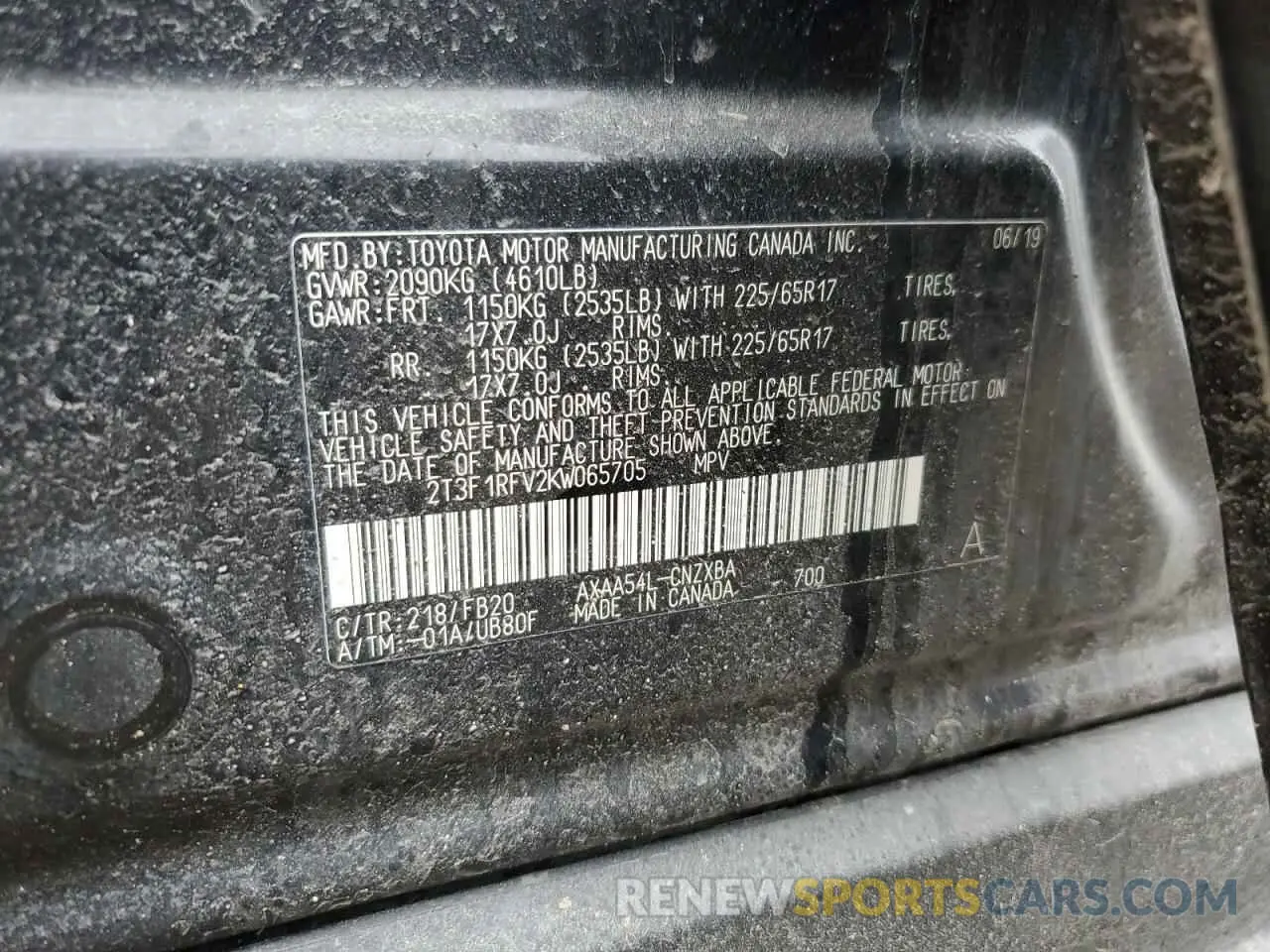 16 fotografías del automóvil dañado 2T3F1RFV2KW065705 TOYOTA RAV4 2019