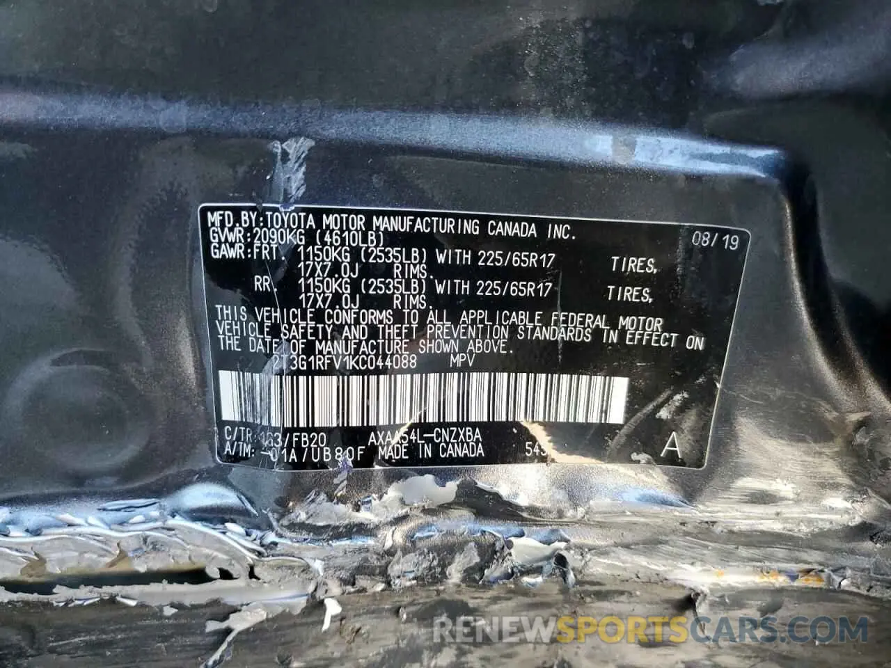 13 fotografías del automóvil dañado 2T3G1RFV1KC044088 TOYOTA RAV4 2019