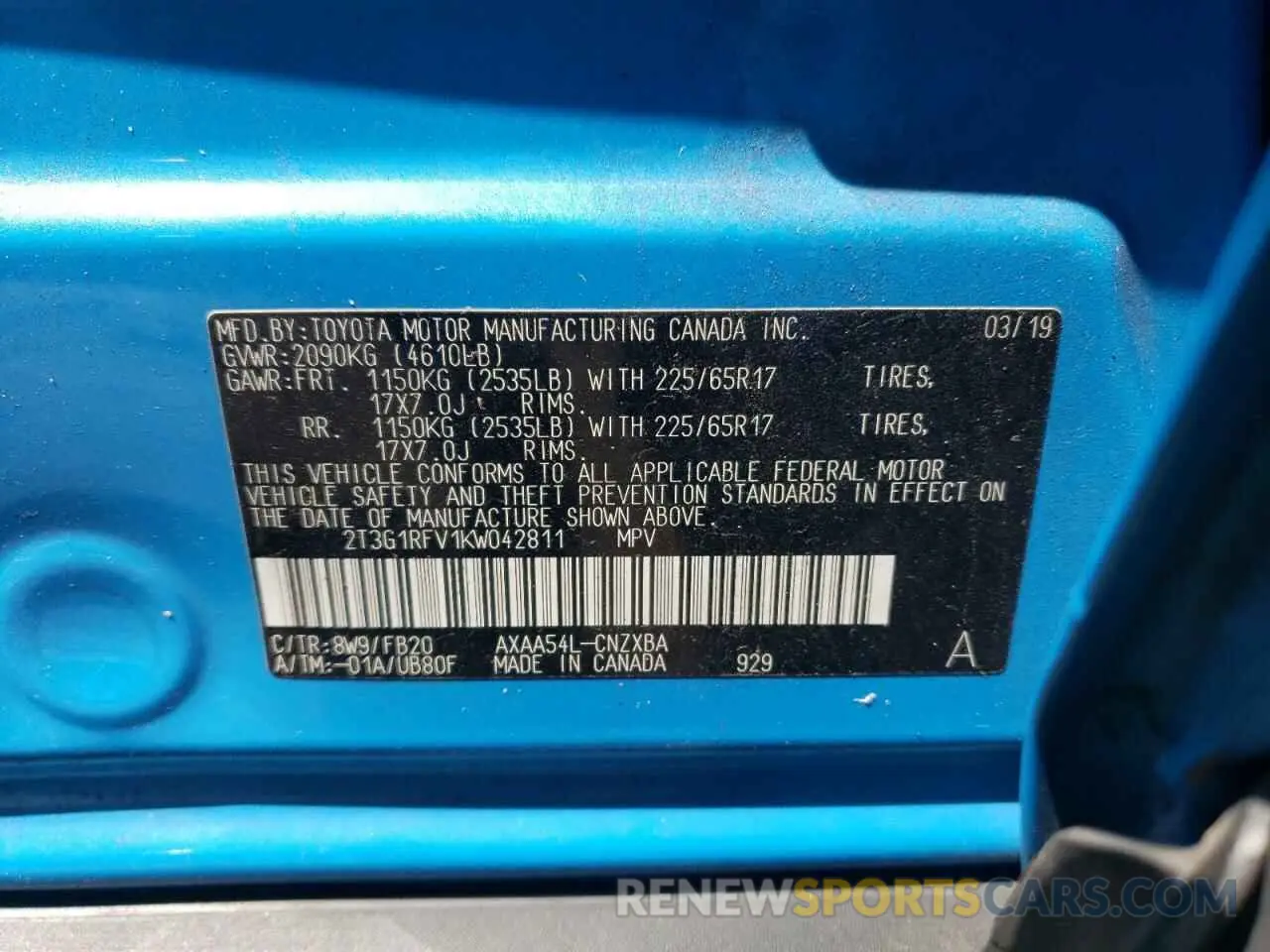 13 fotografías del automóvil dañado 2T3G1RFV1KW042811 TOYOTA RAV4 2019