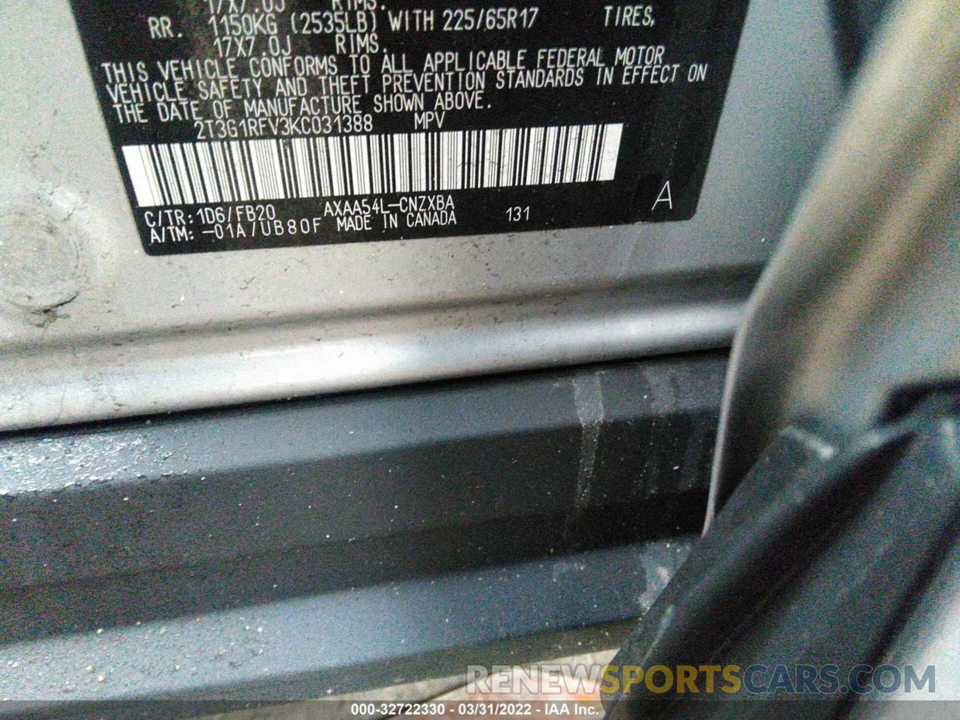 9 fotografías del automóvil dañado 2T3G1RFV3KC031388 TOYOTA RAV4 2019