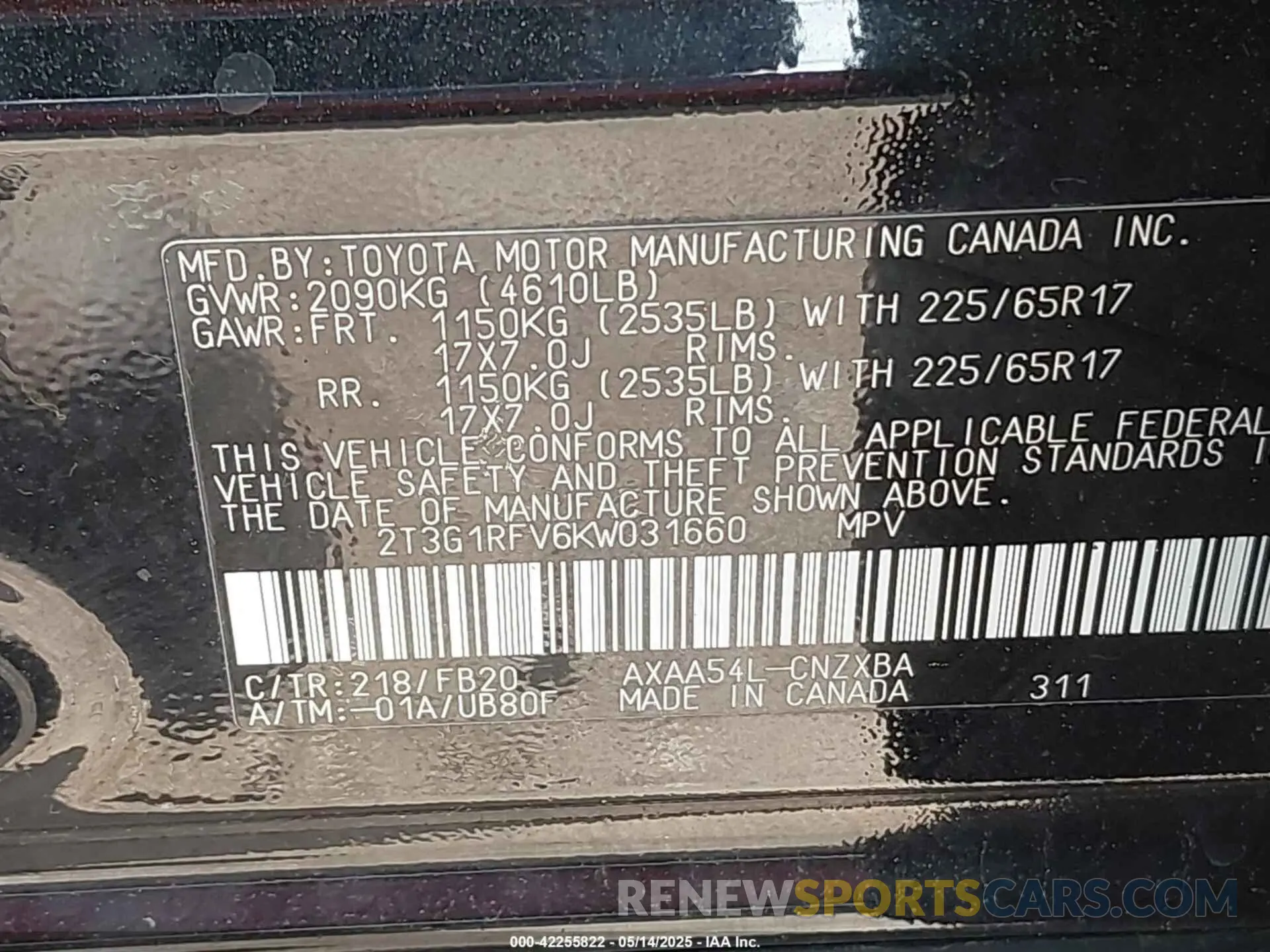 9 fotografías del automóvil dañado 2T3G1RFV6KW031660 TOYOTA RAV4 2019