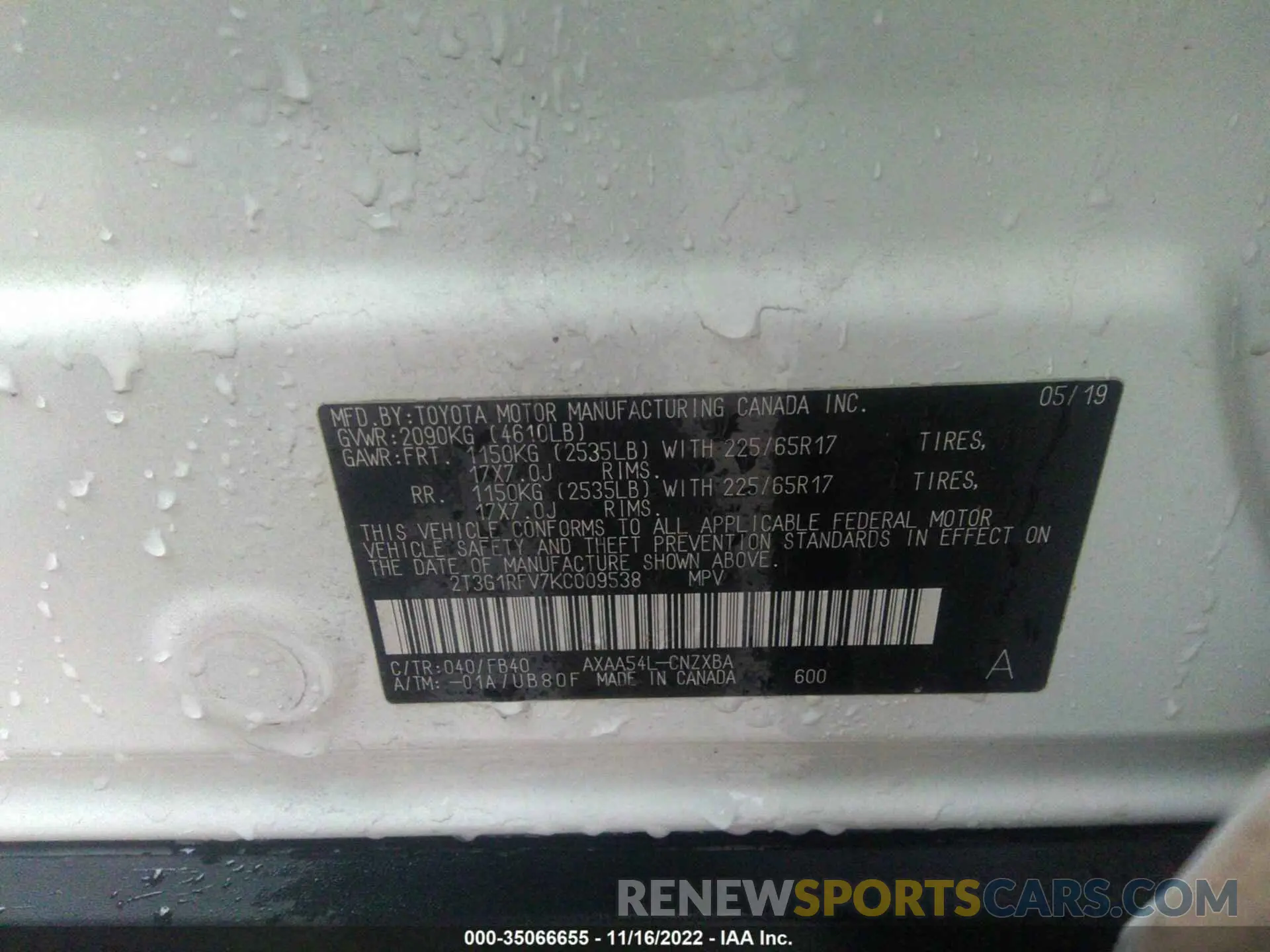 9 fotografías del automóvil dañado 2T3G1RFV7KC009538 TOYOTA RAV4 2019