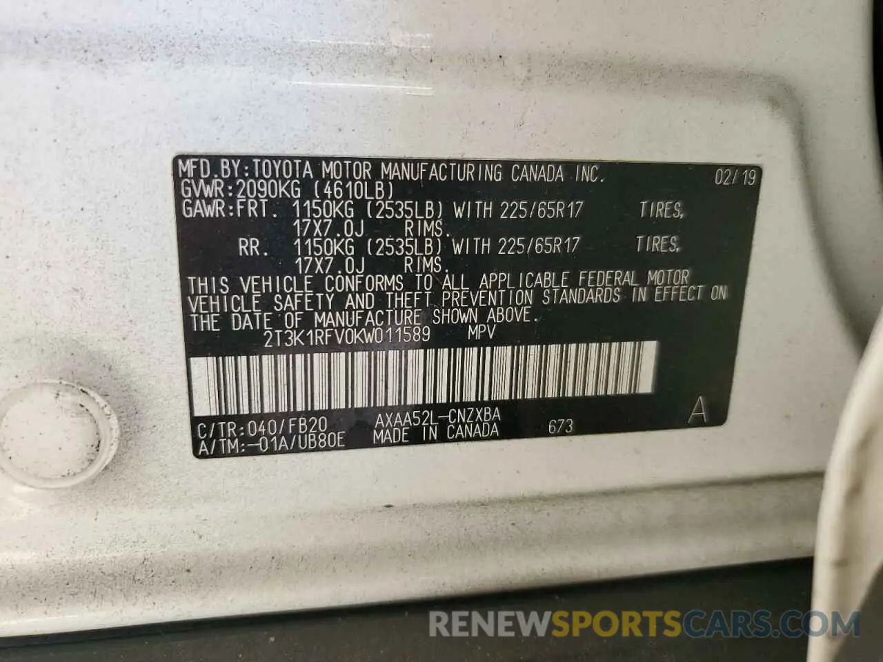 13 fotografías del automóvil dañado 2T3K1RFV0KW011589 TOYOTA RAV4 2019