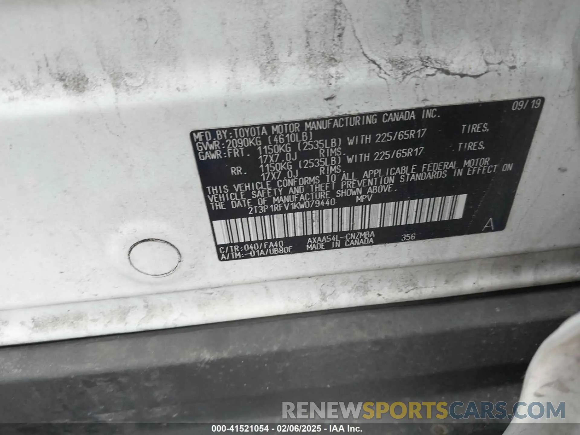 9 fotografías del automóvil dañado 2T3P1RFV1KW079440 TOYOTA RAV4 2019