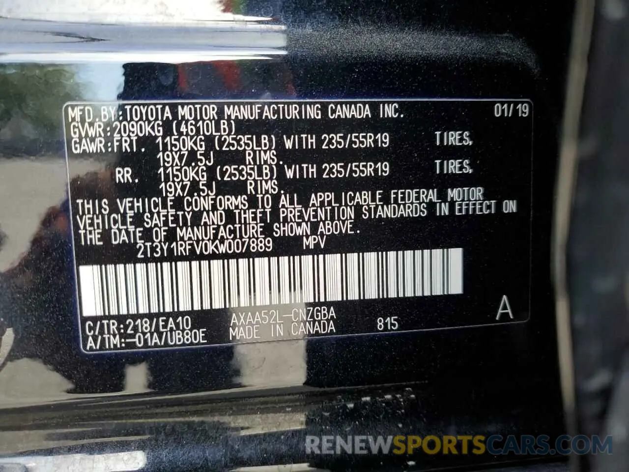 14 fotografías del automóvil dañado 2T3Y1RFV0KW007889 TOYOTA RAV4 2019