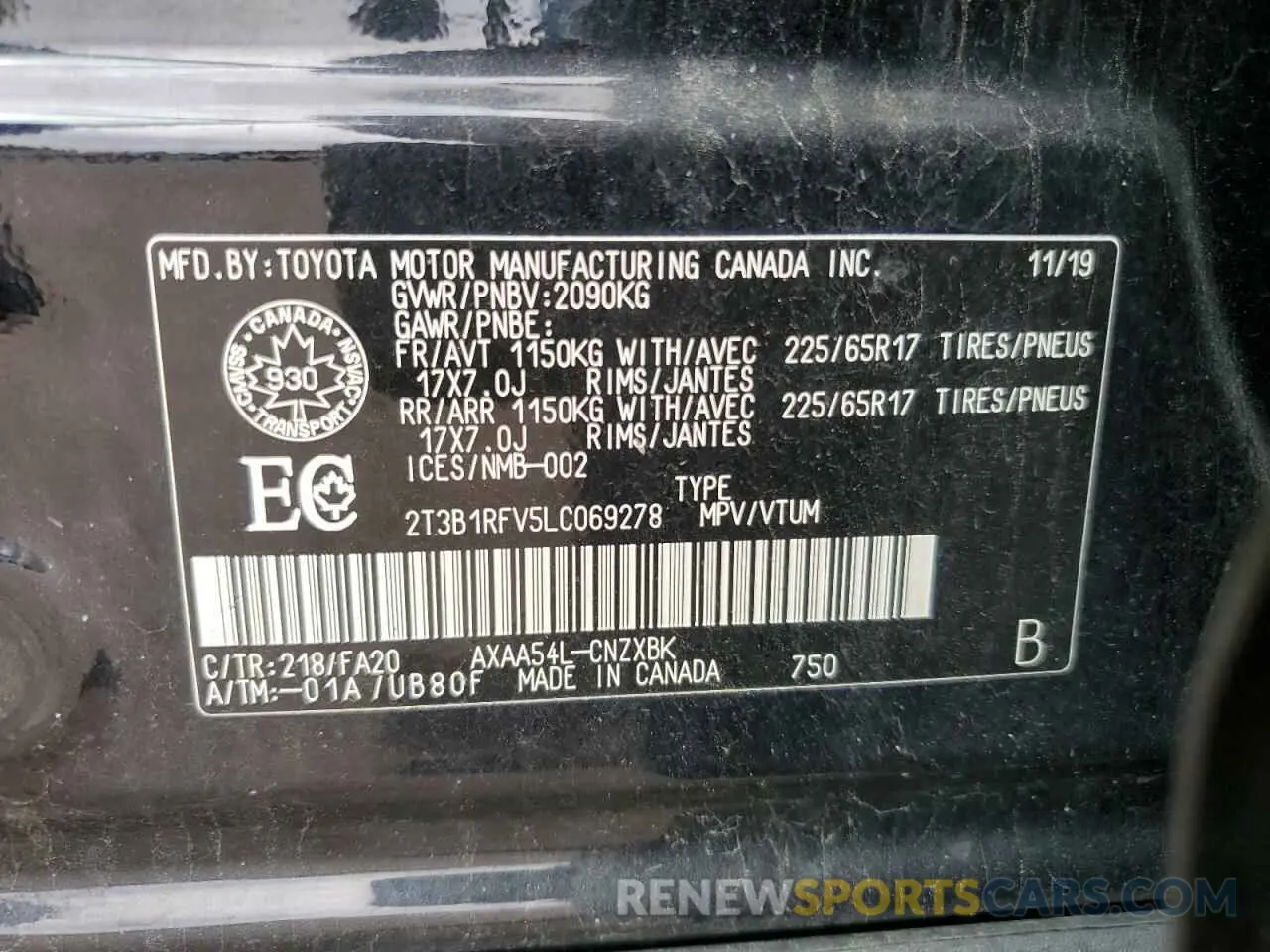13 fotografías del automóvil dañado 2T3B1RFV5LC069278 TOYOTA RAV4 2020