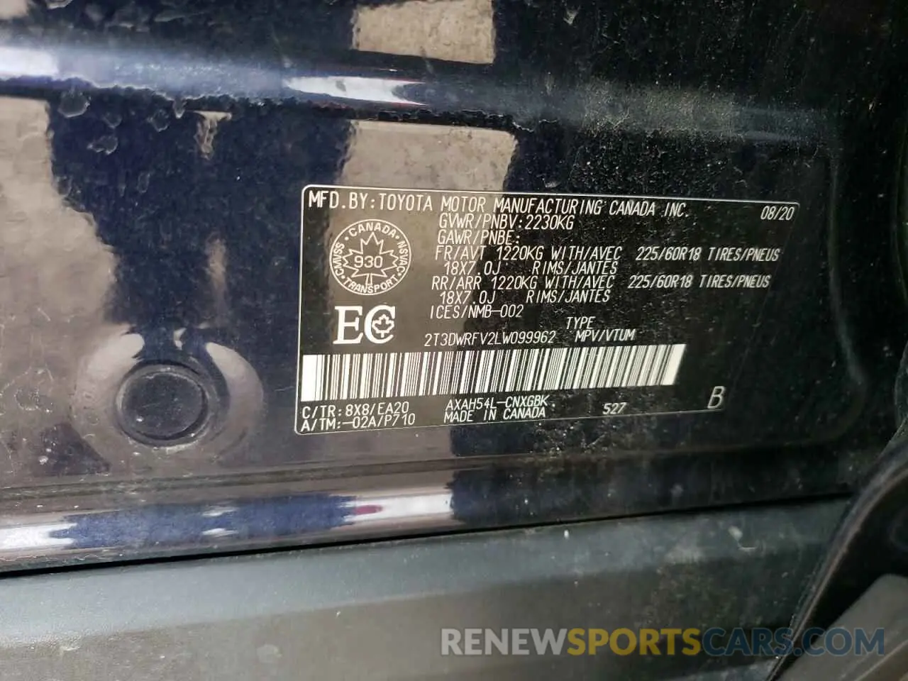 14 fotografías del automóvil dañado 2T3DWRFV2LW099962 TOYOTA RAV4 2020