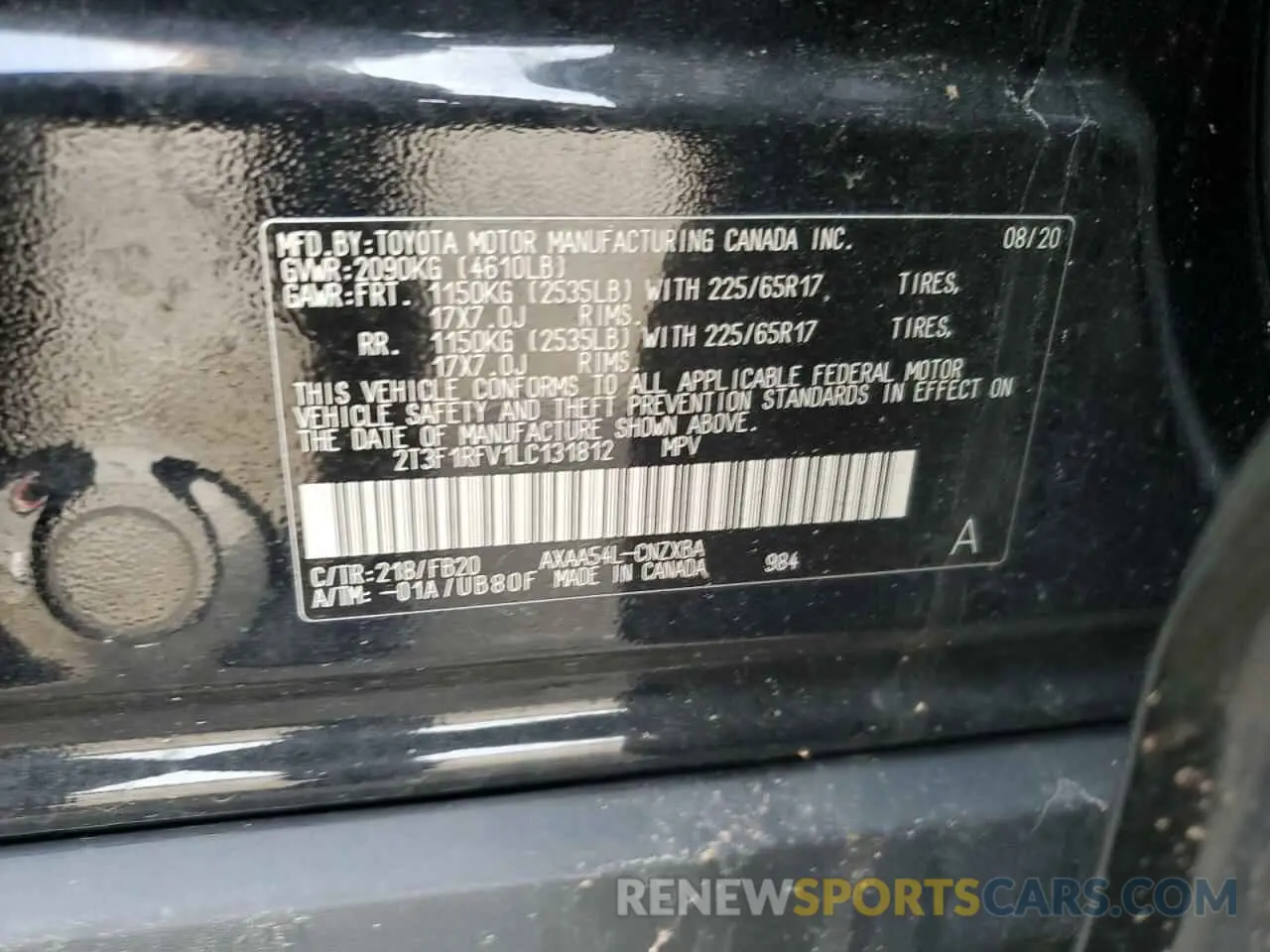 15 fotografías del automóvil dañado 2T3F1RFV1LC131812 TOYOTA RAV4 2020