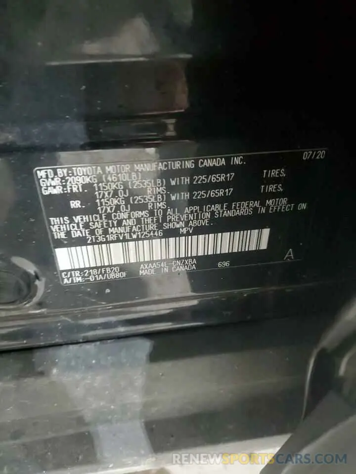 13 fotografías del automóvil dañado 2T3G1RFV1LW125446 TOYOTA RAV4 2020