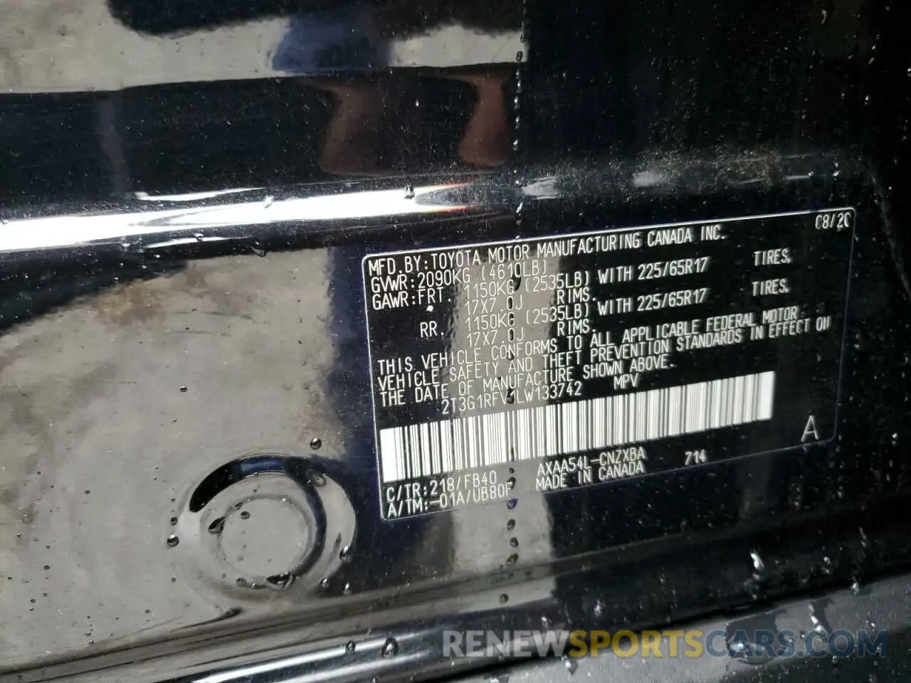 13 fotografías del automóvil dañado 2T3G1RFV1LW133742 TOYOTA RAV4 2020