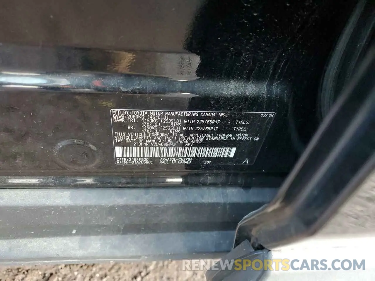 14 fotografías del automóvil dañado 2T3H1RFV2LW069649 TOYOTA RAV4 2020