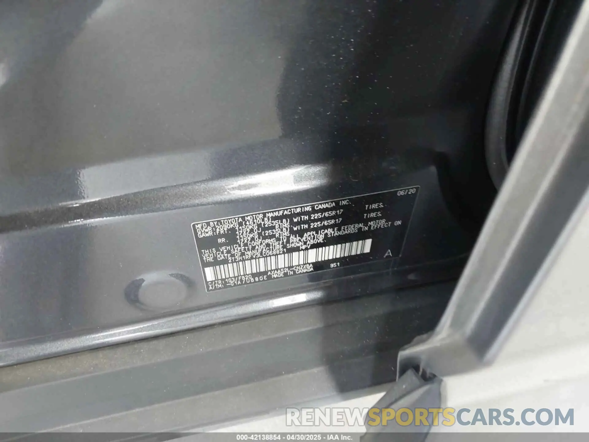 9 fotografías del automóvil dañado 2T3H1RFV3LC068821 TOYOTA RAV4 2020